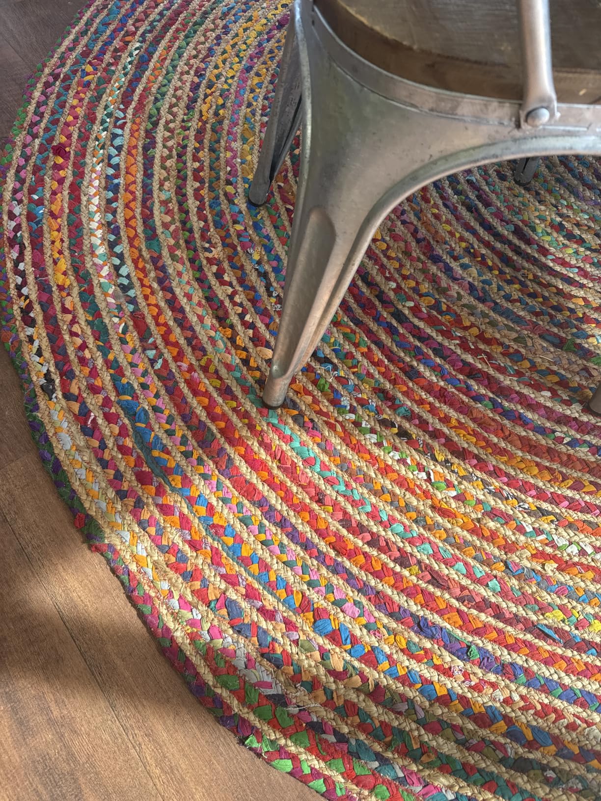 Hausattire Hand Woven Jute Braided Rug, 5' Round - Natural, Reversible Boho Entry Area Rugs for Kitchen, Living Room, Farmhouse Decorative Floor Rug customer photo 2