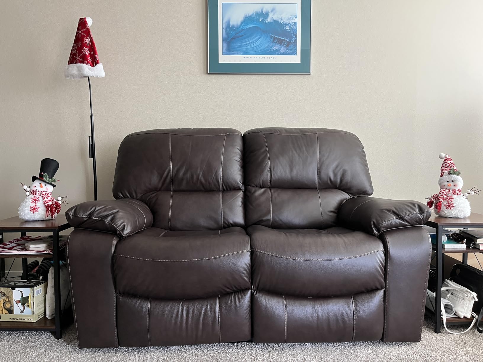 Signature Design by Ashley Leesworth Contemporary Leather Match Power Rocker Recliner with USB Ports, Dark Brown customer photo 2