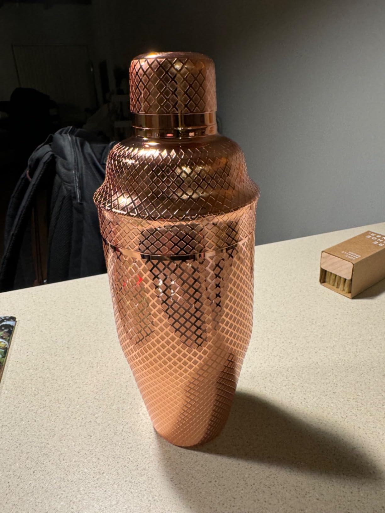 Barfly 3-Piece Diamond Lattice Etch Japanese Cocktail Shaker Set (24 Oz/700ml), Antique Copper customer photo 2