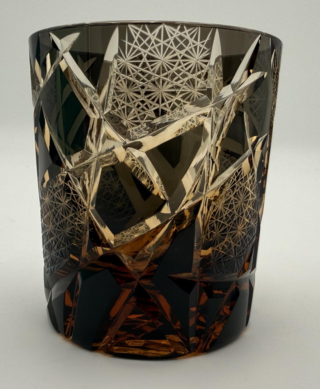 JINZHI Edo Kiriko Old Fashioned Glasses Japanese Style Crystal Amber 8 0z Black Diamond Cut Glass Cup Tumbler for Vodka Cocktail Whiskey customer photo 2