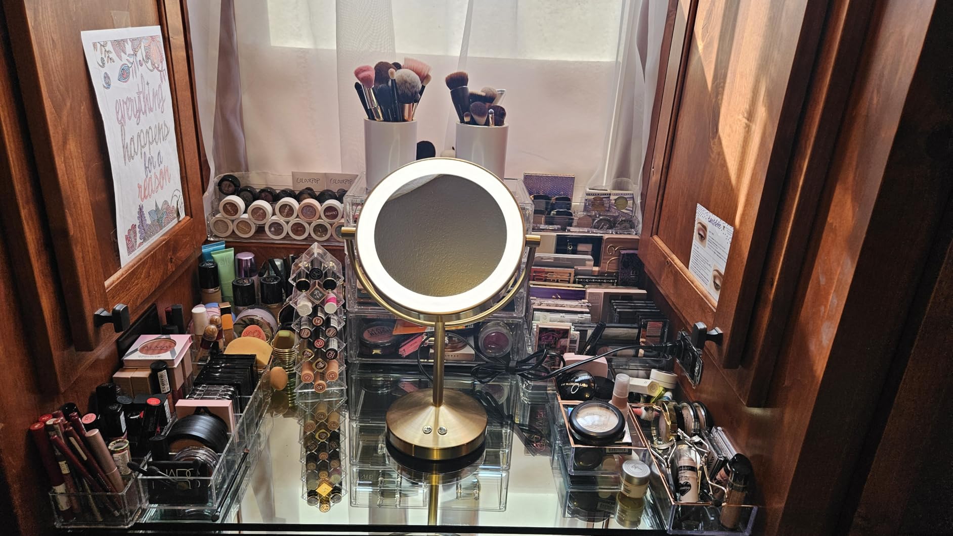Conair Lighted Makeup Mirror, Double-Sided LED Vanity Mirror with 1X/10X Magnification, 3 Light Settings, 3 Modes, 360 Rotation, Satin Nickel Finish customer photo 1