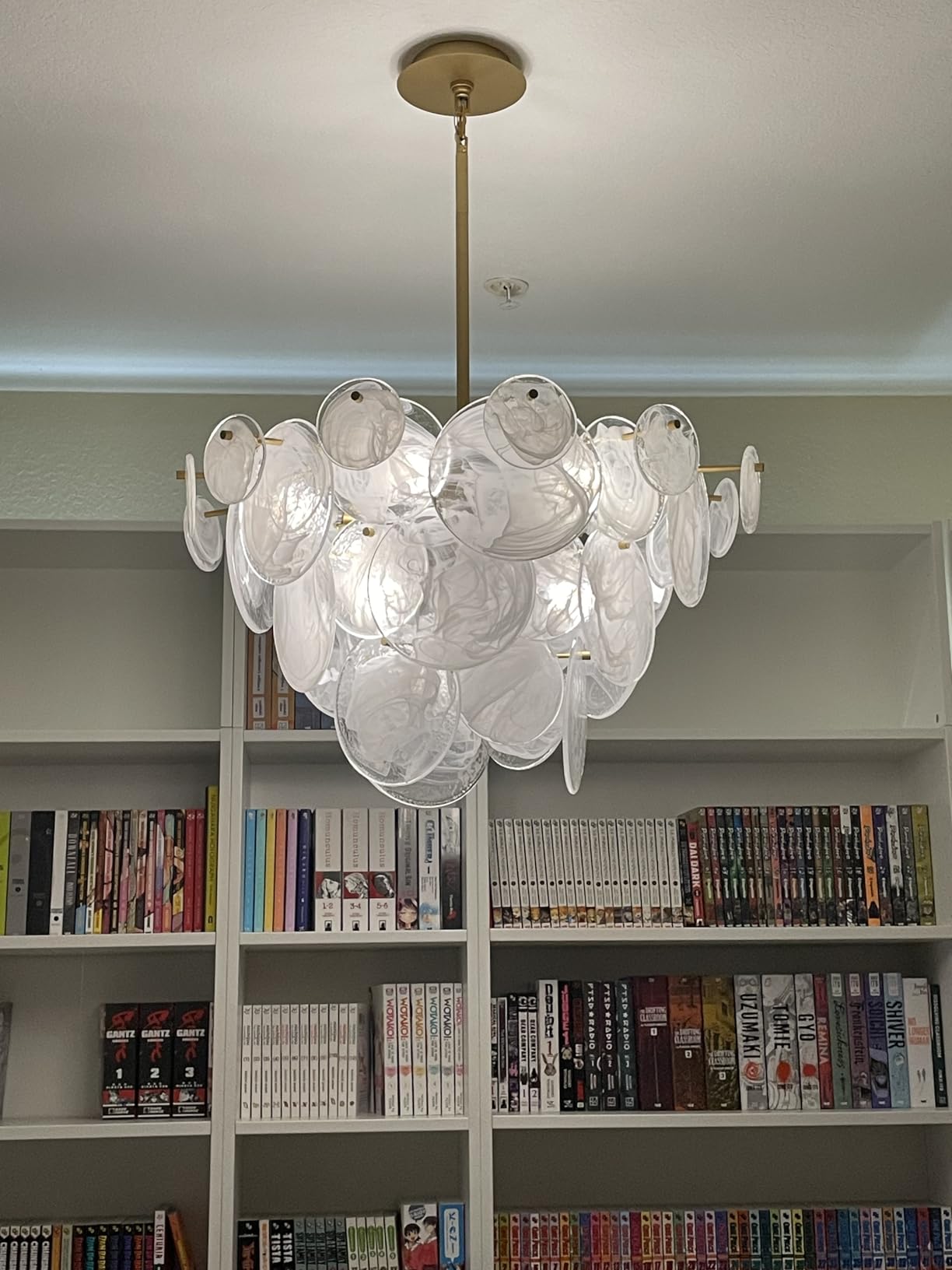Dia 28 Inch, Modern Glass Chandeliers for Bedroom, Gold Dining Room Light Fixture, Large Vintage Pendant Chandelier for Living Room Stairway Entryway Kitchen Farmhouse Foyer customer photo 1