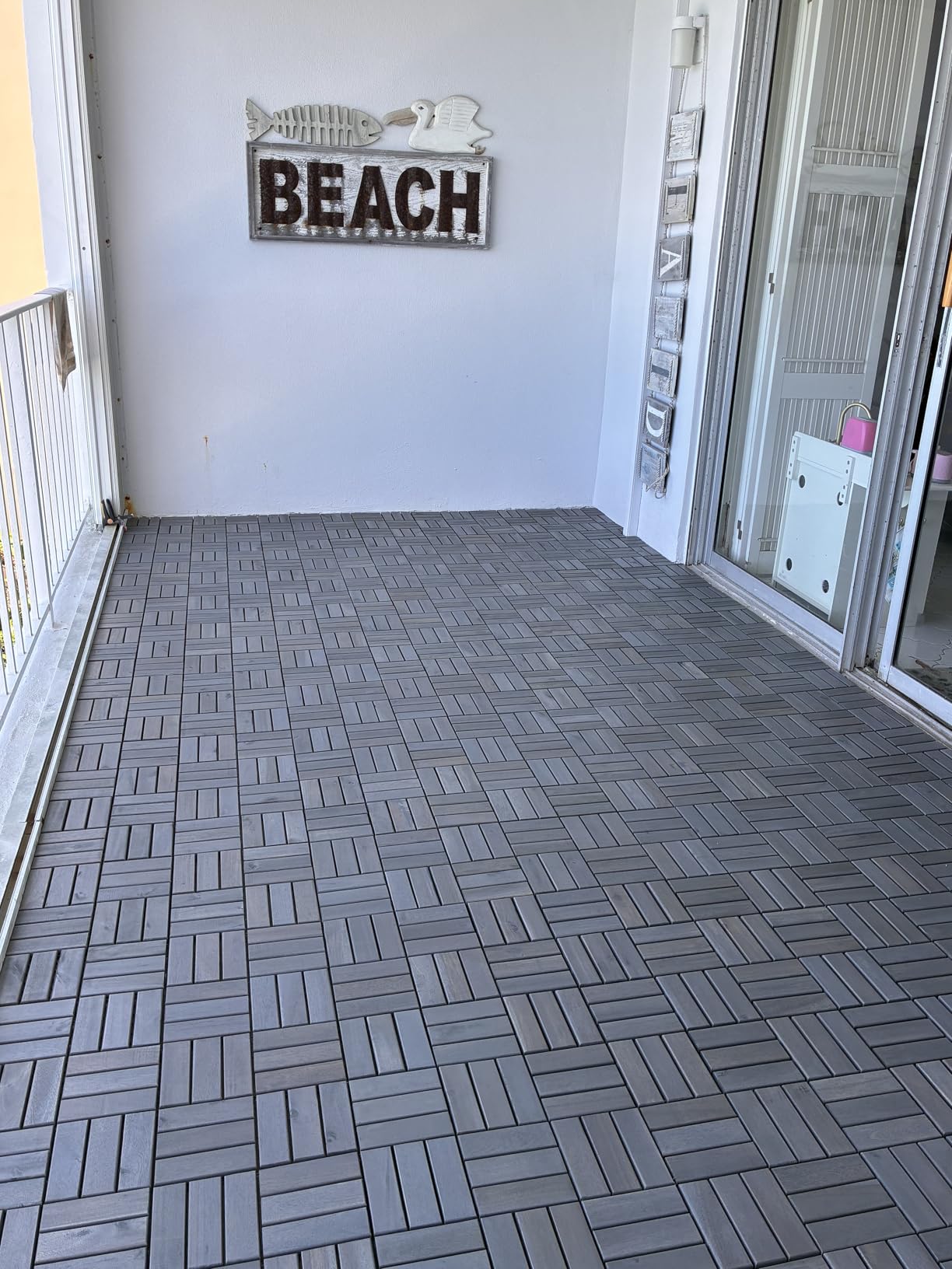 THYOI Premium Deck Tiles, Patio Flooring - Outdoor Waterproof Acacia Wood Tiles for All Weather Use - Balcony, Backyard, Indoor & Outdoor (Square Ft - 10, Golden Teak, 12S) customer photo 2
