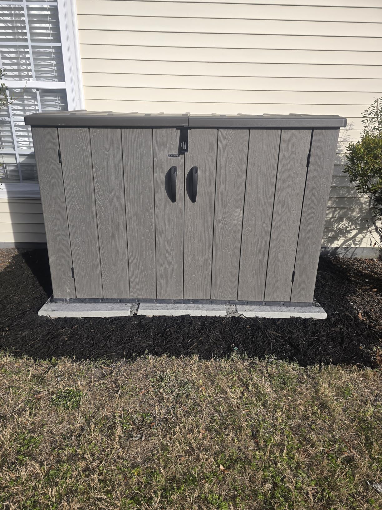 Flat Rock Rain Barrel and AC Unit Paver Patio Pad 24''x24'' Natural Gray Tile - Easy Installation - 6pk customer photo 2