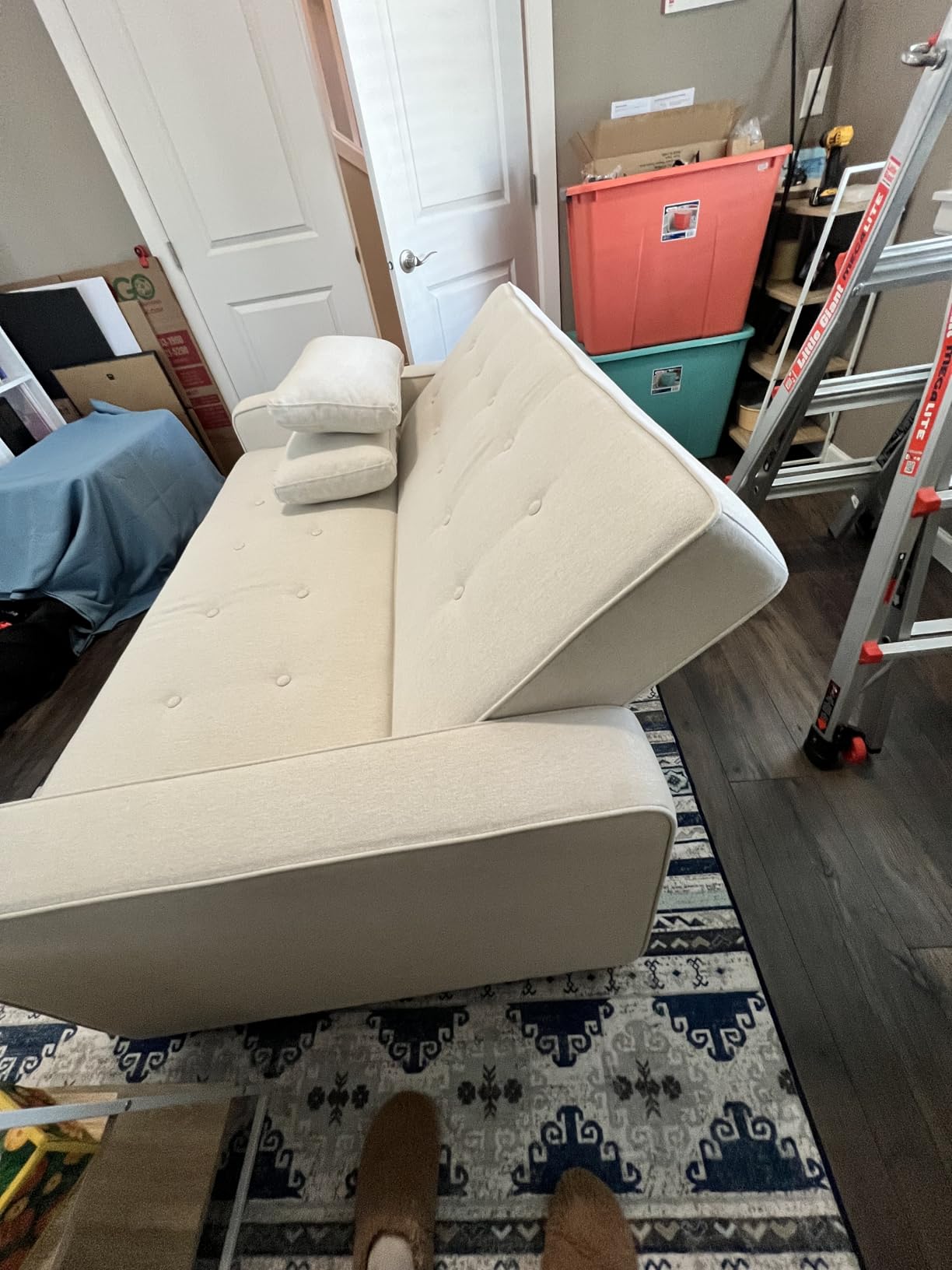 Serta Ainsley Convertible Loveseat Sleeper Sofa - 3-in-1 Loveseat, Lounger & Queen-Size Sofa Bed, Pull-Out Sleeper Couch with DreamCoils, Easy Assembly, Oyster Fabric customer photo 2