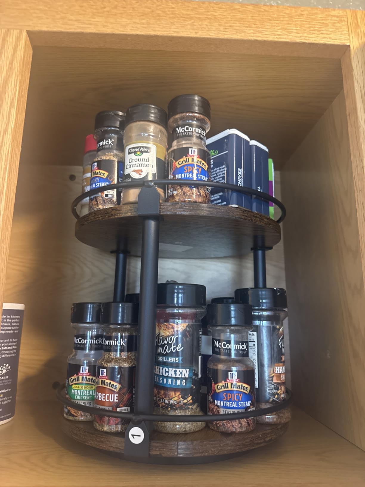 YATINEY 3-Tier Lazy Susan Organizer, Rotating Spice Rack, Spinning Organizer, Industrial Turntable Spice Rack Organizer for Cabinet, Kitchen Countertop, Pantry, Rustic Brown and Black SR23BR customer photo 1