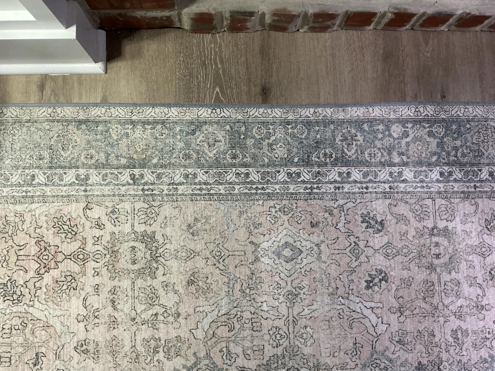 GENIMO 5X7 Area Rugs for Living Room, Machine Washable Non Slip Vintage Rugs, Low Pile Lightweight Chenille Print Rug for Bedroom, Dining Room, Home Office, Light Taupe Brown customer photo 2
