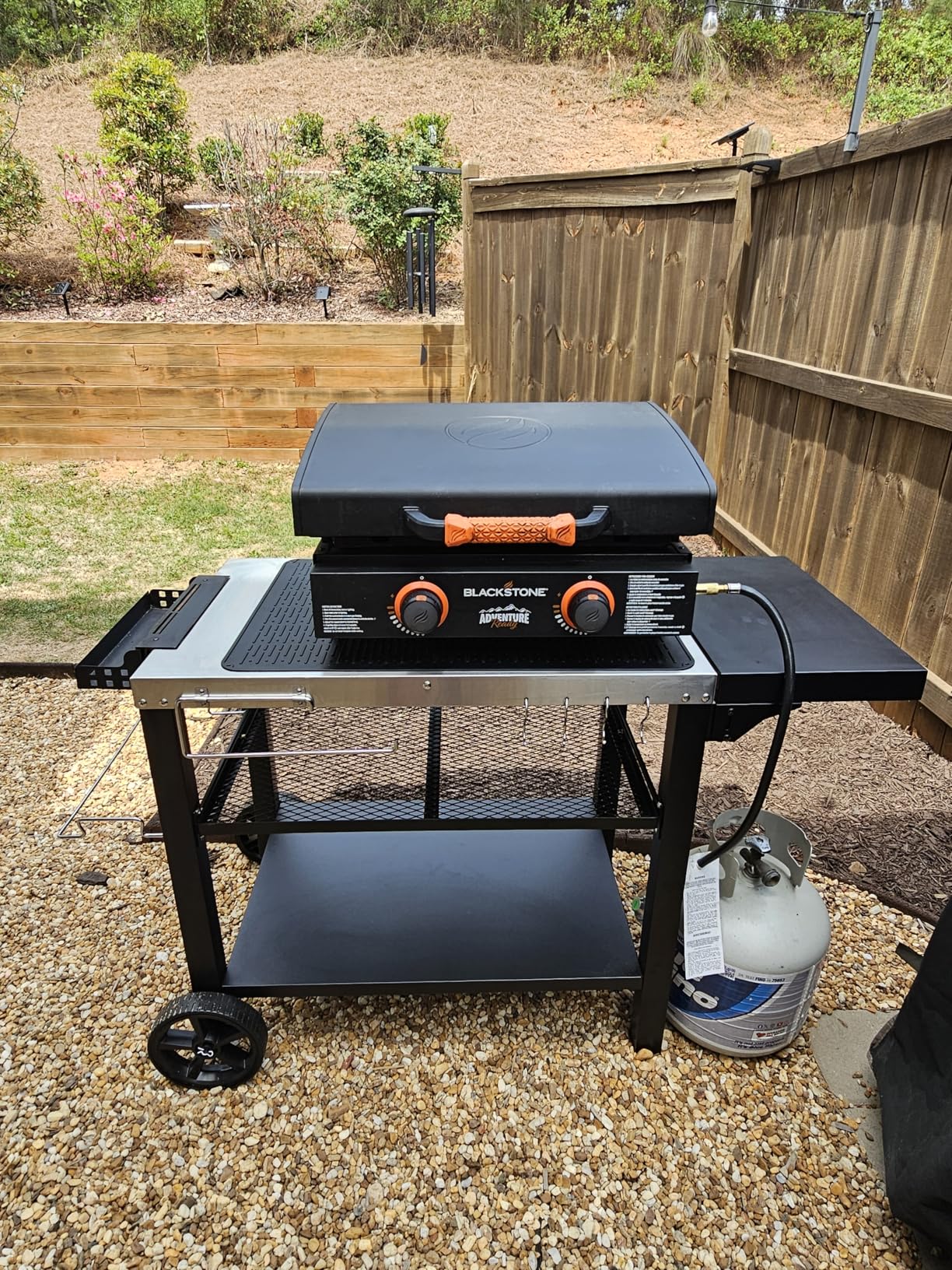Pizza Oven Table for Ooni, Ninja, Woodfire, Blackstone, Bighorn, Cuisinart, Outdoor Grill Table for Ooni Pizza Oven Accessories, Movable Pizza Oven Stand as Food Prep Cart, Barbecue Tool Set customer photo 1
