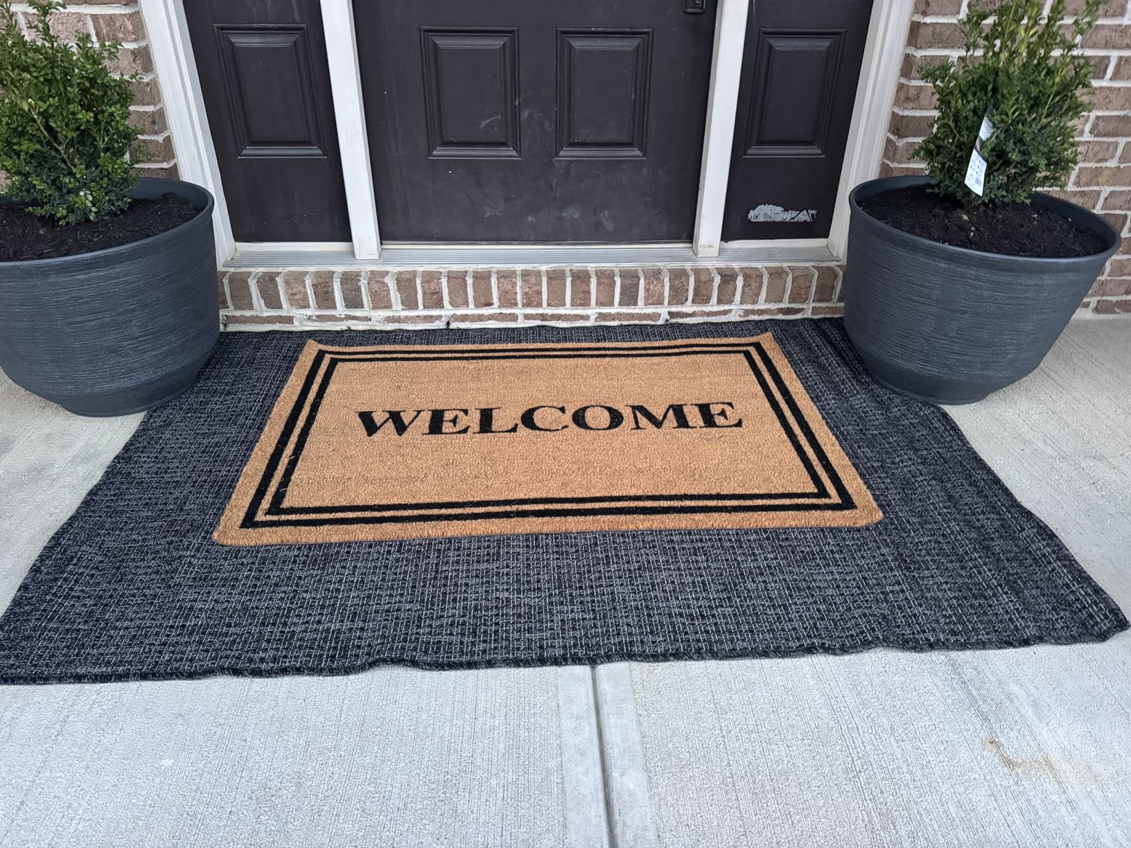 Barnyard Designs Natural Coco Coir Heavy Duty Backing Doormat - Large Cute Non-Slip Front Door Welcome Mat for Outside Entrance or Porch Entry, Brown (17x30, Welcome) customer photo 1