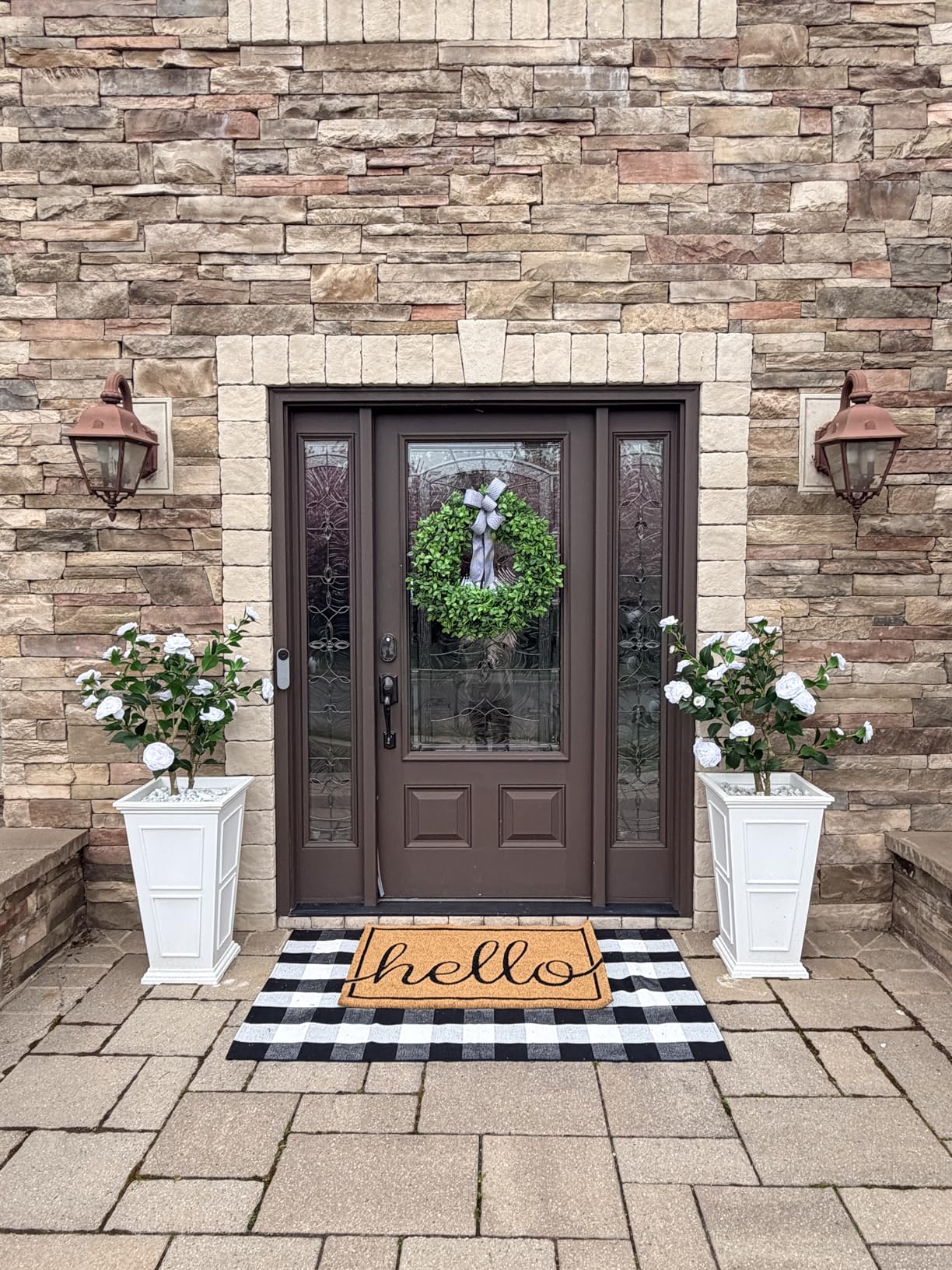 Barnyard Designs Natural Coco Coir Heavy Duty Backing Doormat - Large Cute Non-Slip Front Door Welcome Mat for Outside Entrance or Porch Entry, Brown (17x30, Welcome) customer photo 2
