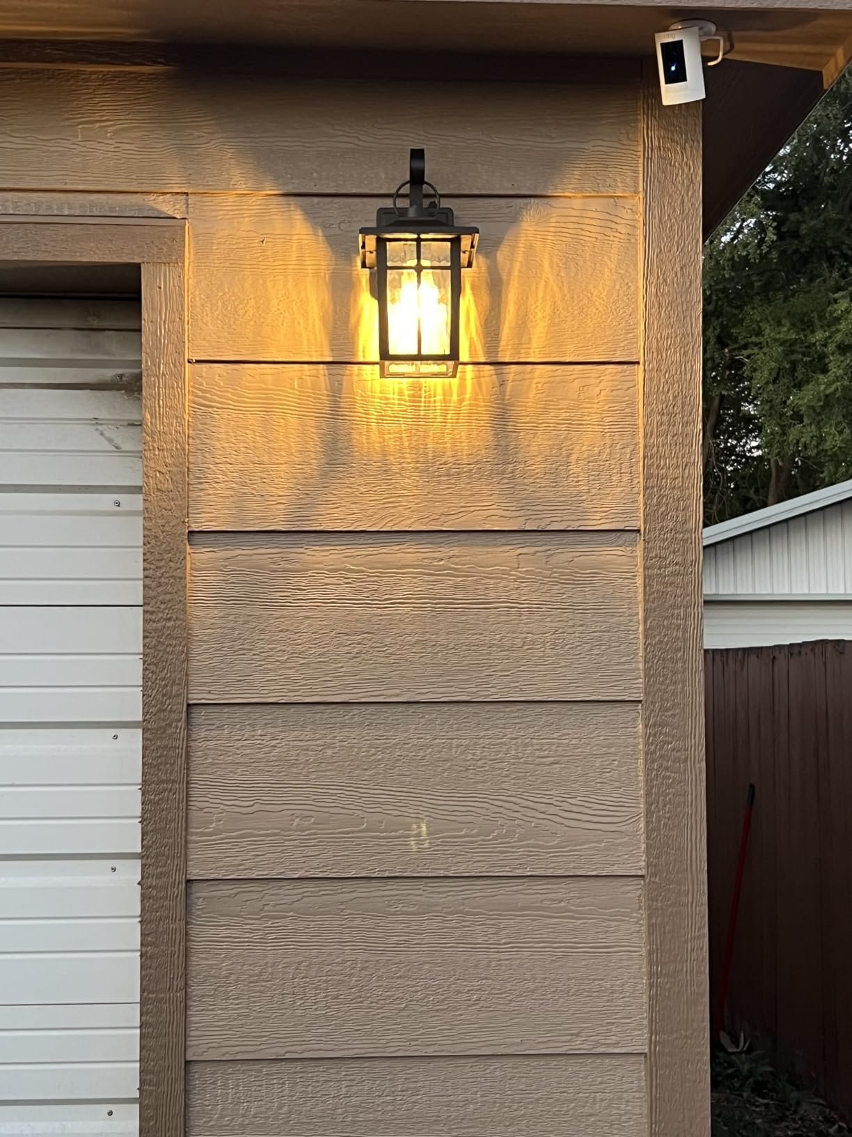 2 Pack Dusk to Dawn Outdoor Wall Lights, Aluminum Exterior Light Fixtures Wall Mount with Ripple Glass, Waterproof Black Porch Lights, Outside Wall Lantern for Entryway, Garage, Patio customer photo 2
