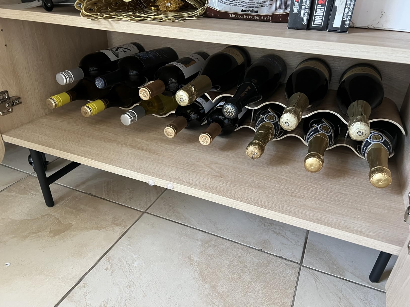 Countertop Wine Rack - 12 Bottle Freestanding Wine Bottle Holder Stand - 3 Tier Wooden Wine Storage Rack - Wavy Wine Organizer for Cabinet Pantry Home Kitchen Bar customer photo 1