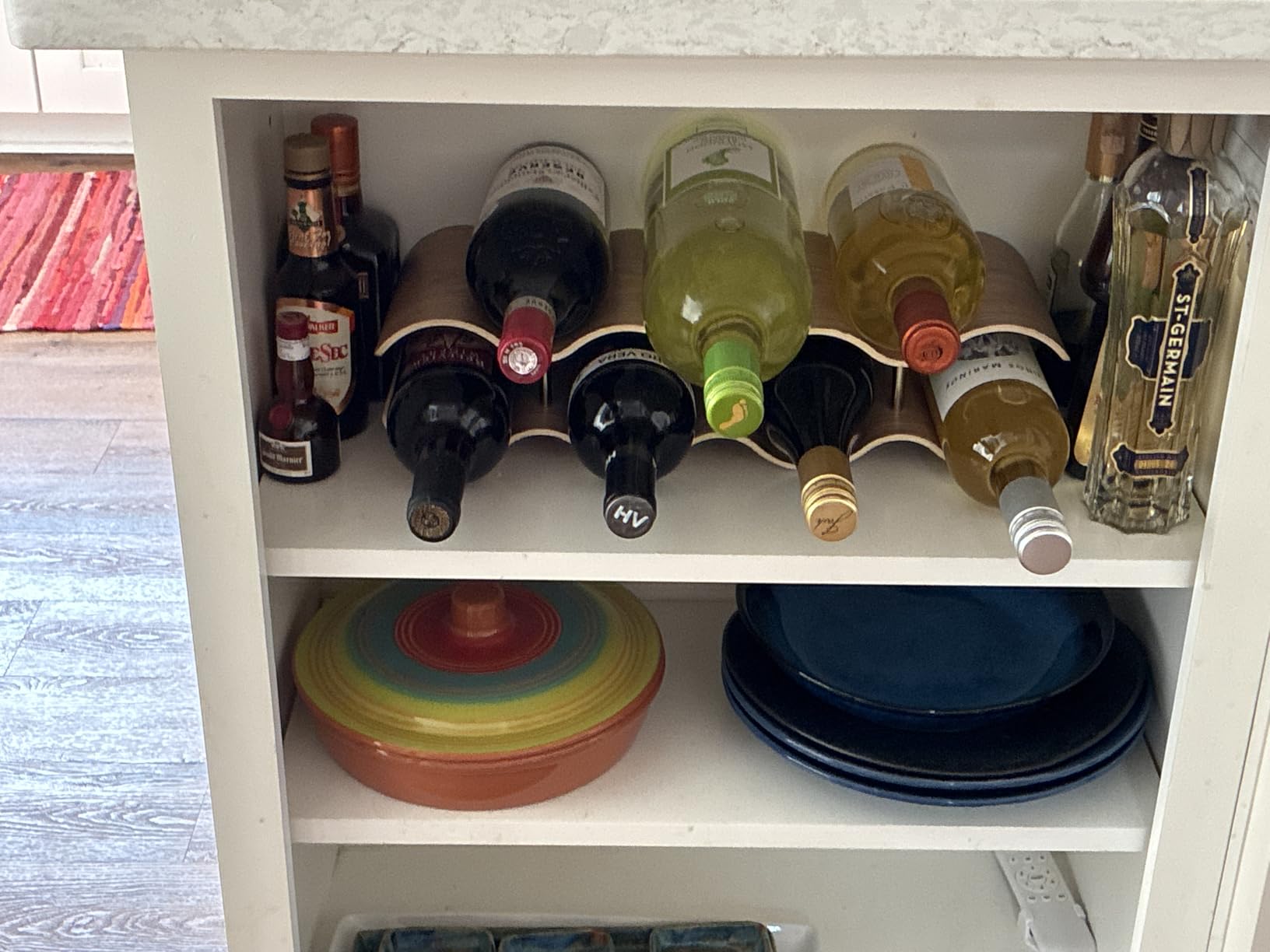 Countertop Wine Rack - 12 Bottle Freestanding Wine Bottle Holder Stand - 3 Tier Wooden Wine Storage Rack - Wavy Wine Organizer for Cabinet Pantry Home Kitchen Bar customer photo 2