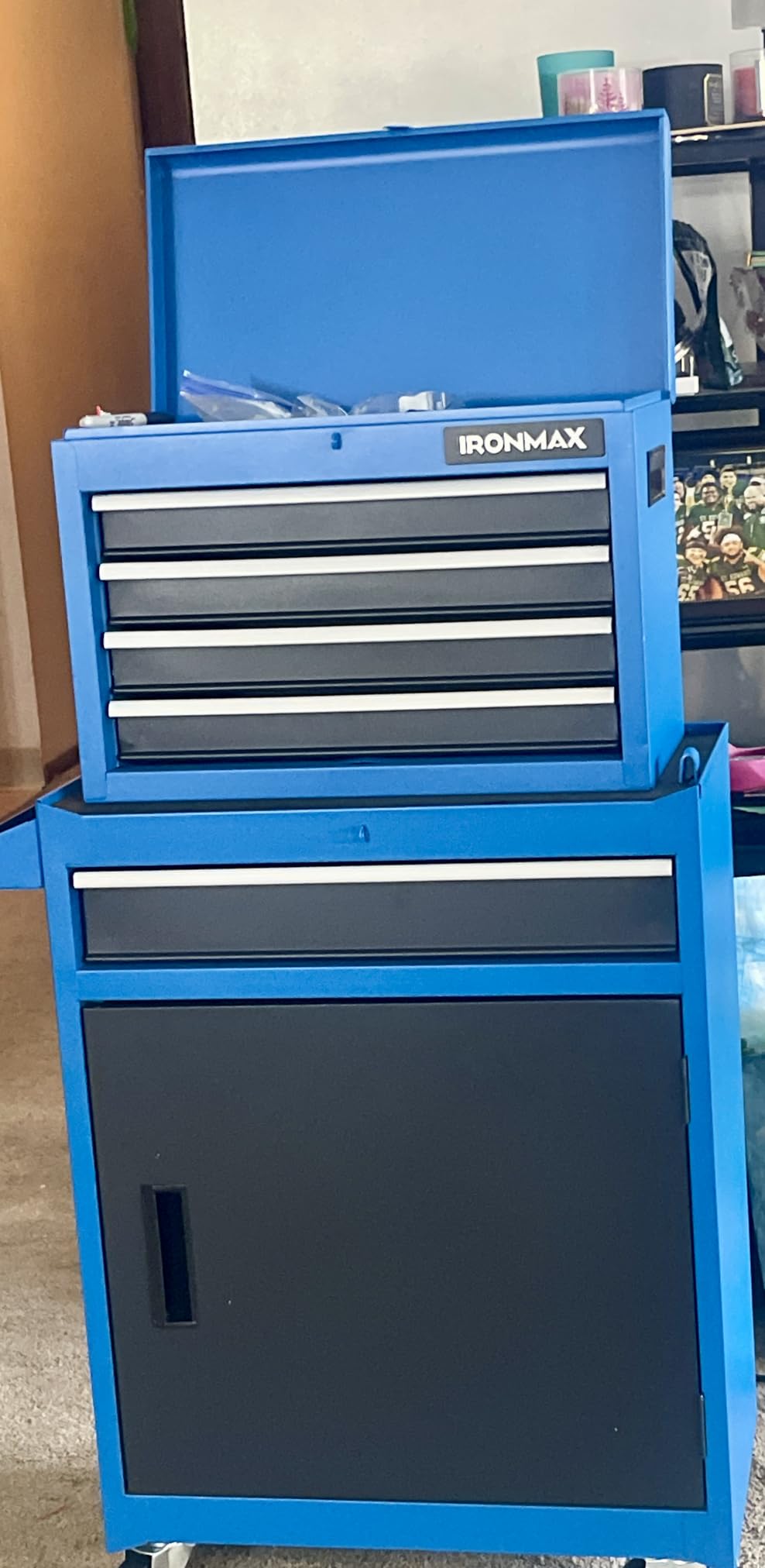 Goplus Tool Chest, 5-Drawer Rolling Cabinet with Detachable Top Toolbox, Lockable Wheels, Lock Bar, Protective Liner & Tool Rack, Metal Storage Cart for Garage Workshop customer photo 1