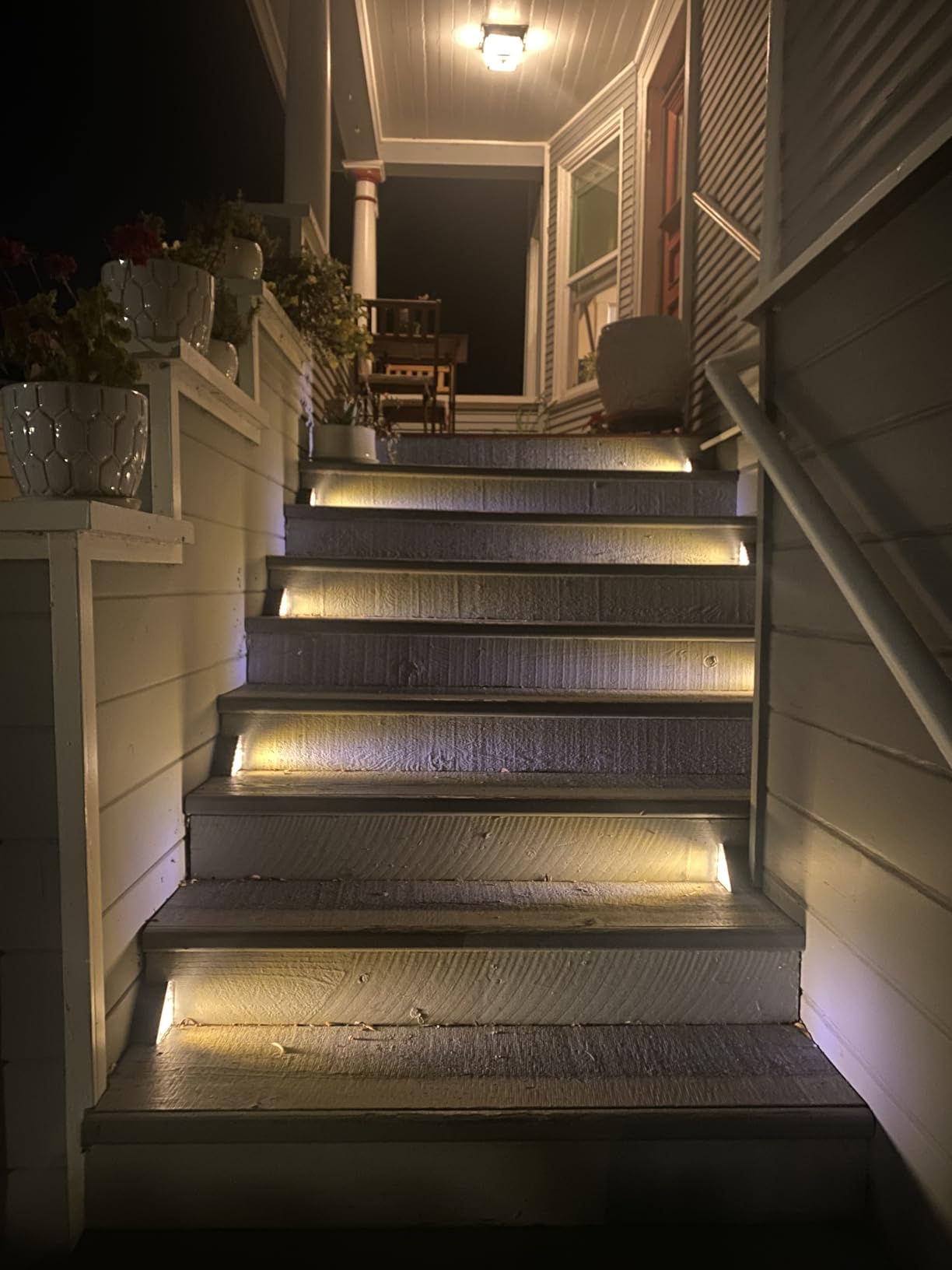 NIORSUN Outdoor Stair Lights 6 Pack, Solar Step Lights IP67 Waterproof with 13 Bright LEDs, 3000K Warm White, Auto On/Off, Triangular Design for Steps, Deck, Patio, Yard, Porch, Sidewalk customer photo 1