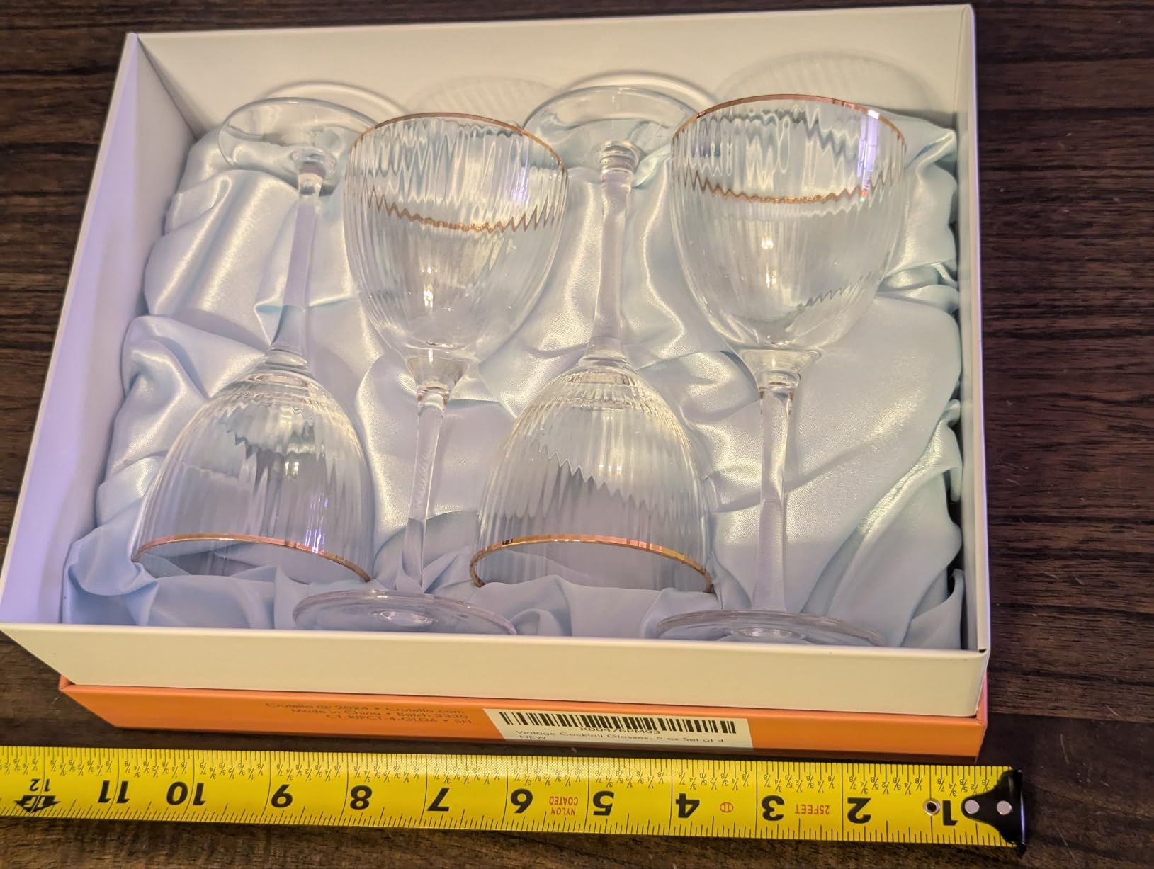 Crutello Nick and Nora Cocktail Glasses - 5 oz Vintage Art Deco Ribbed Glassware for Drinking Classic Gin, Whiskey, Vodka - Fluted Nick and Nora Glasses with Gold Rim - Set of 4 customer photo 2