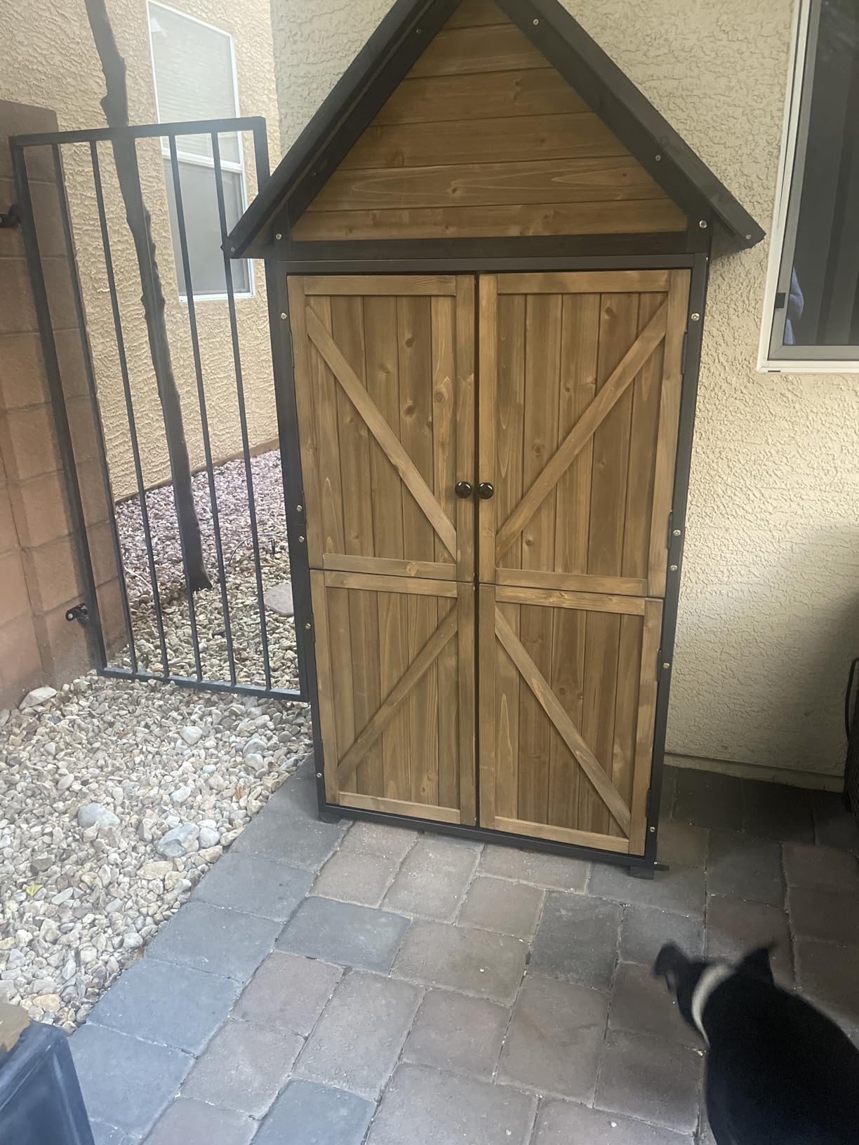 GUTINNEEN Shed Outdoor Storage Upgraded with Durable Front Metal Frame Garden Shed Tool Storage Cabinet with Wooden Floor Adjustable Shelfs 2.5 x 1.4FT customer photo 1