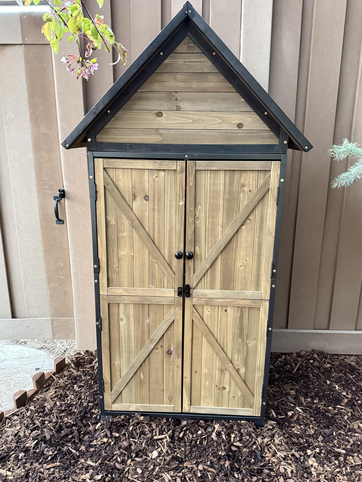 GUTINNEEN Shed Outdoor Storage Upgraded with Durable Front Metal Frame Garden Shed Tool Storage Cabinet with Wooden Floor Adjustable Shelfs 2.5 x 1.4FT customer photo 2