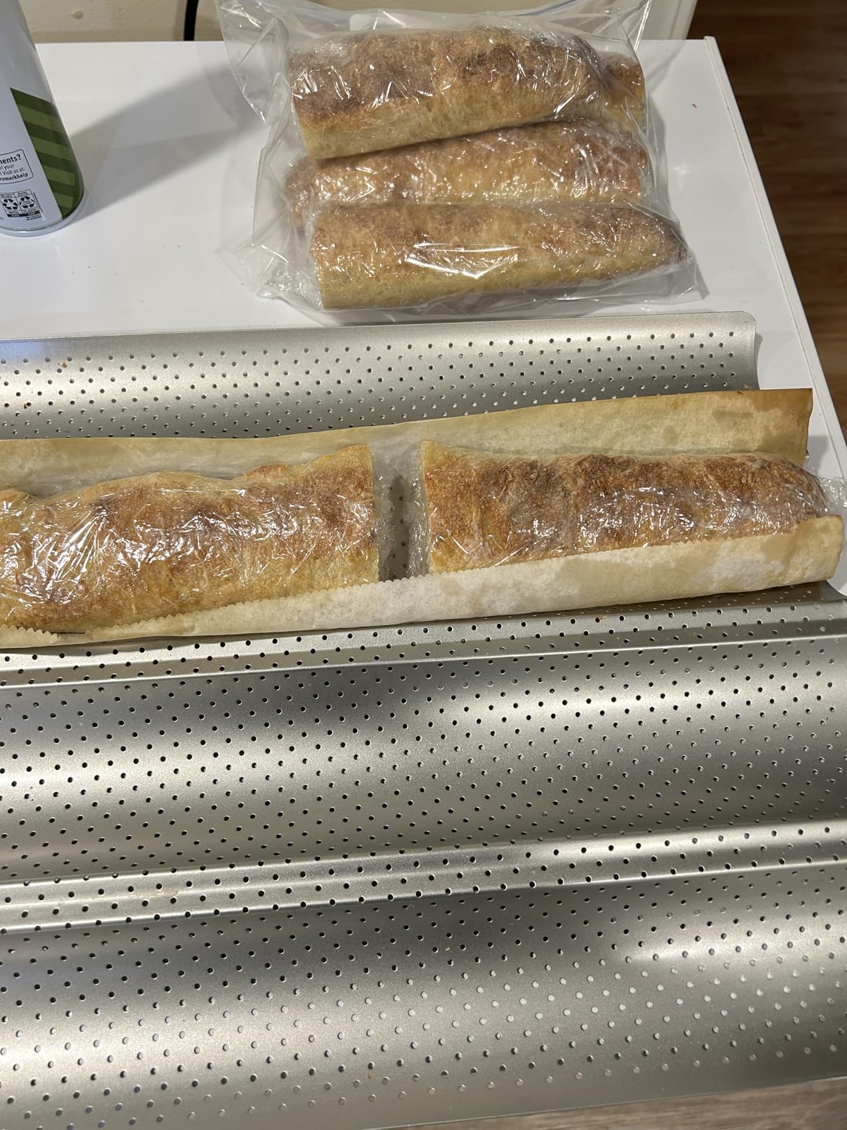 Pavsrmy Baguette Bread Pan, Premium Nonstick Perforated Baguette Pan for French Bread Baking, 4 Loaves Baguette Baking Tray for Sourdough, Italian Bread customer photo 2