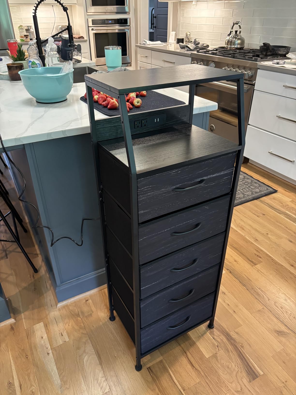 Furnulem Night Stand with Charging Station, 3 Fabric Drawers Bedside Table customer photo 1