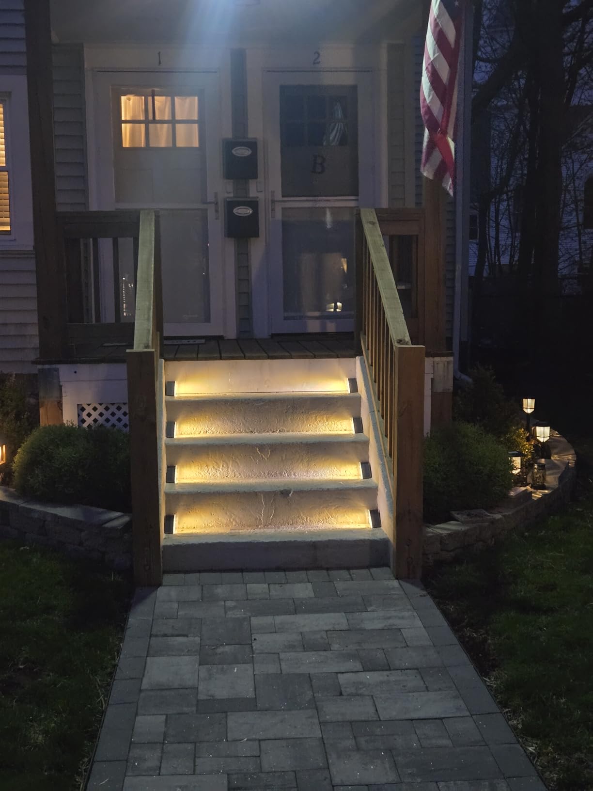 JOFIOS Solar Step Lights for Outside, 12pack Solar Stair Lights Outdoor Waterproof IP67, Deck Step Lights, Outdoor Light Decor for Staircase, Patio, Front Step, Pathway, Front Porch (Warm Brown) customer photo 2