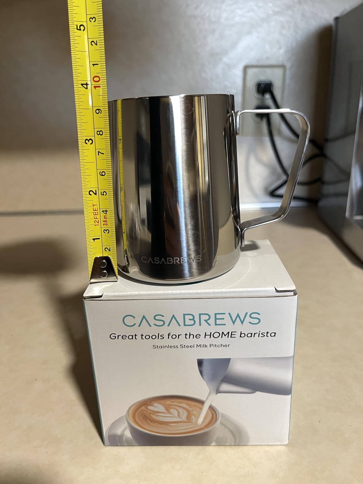 CASABREWS CASMP350 Milk Frothing Pitcher, Stainless Steel Steaming Pitcher with Sharp Spout, 350ml (12oz) Milk Frother Cup for Cappuccino or Latte Art customer photo 1