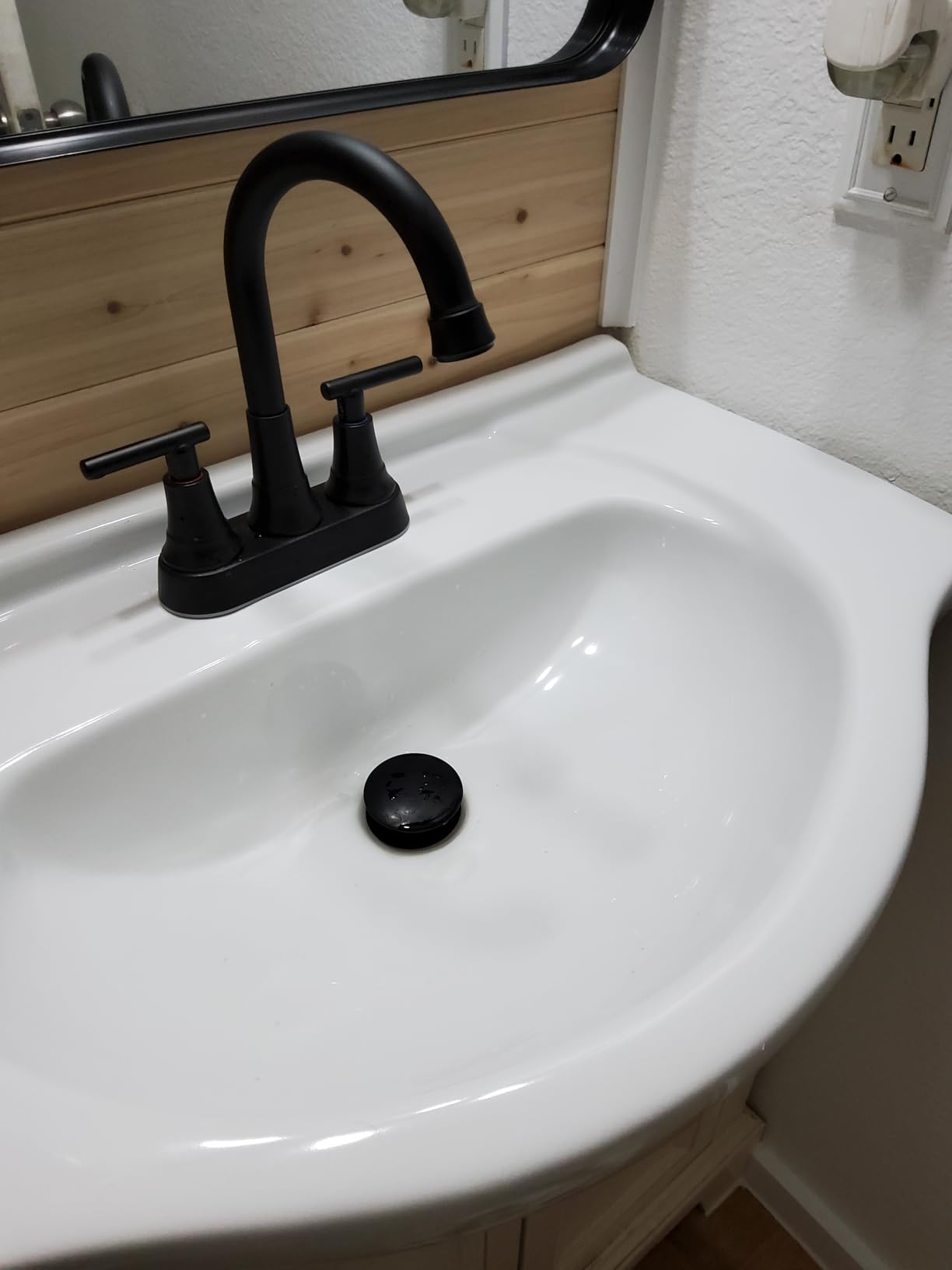 FORIOUS Matte Black Bathroom Faucets, 4 Inch Centerset Bathroom Sink Faucet 2 or 3 Hole with Pop up Drain and cUPC Hose, Two Handles Control, 360° spout for Restroom,Vanity, RV customer photo 2