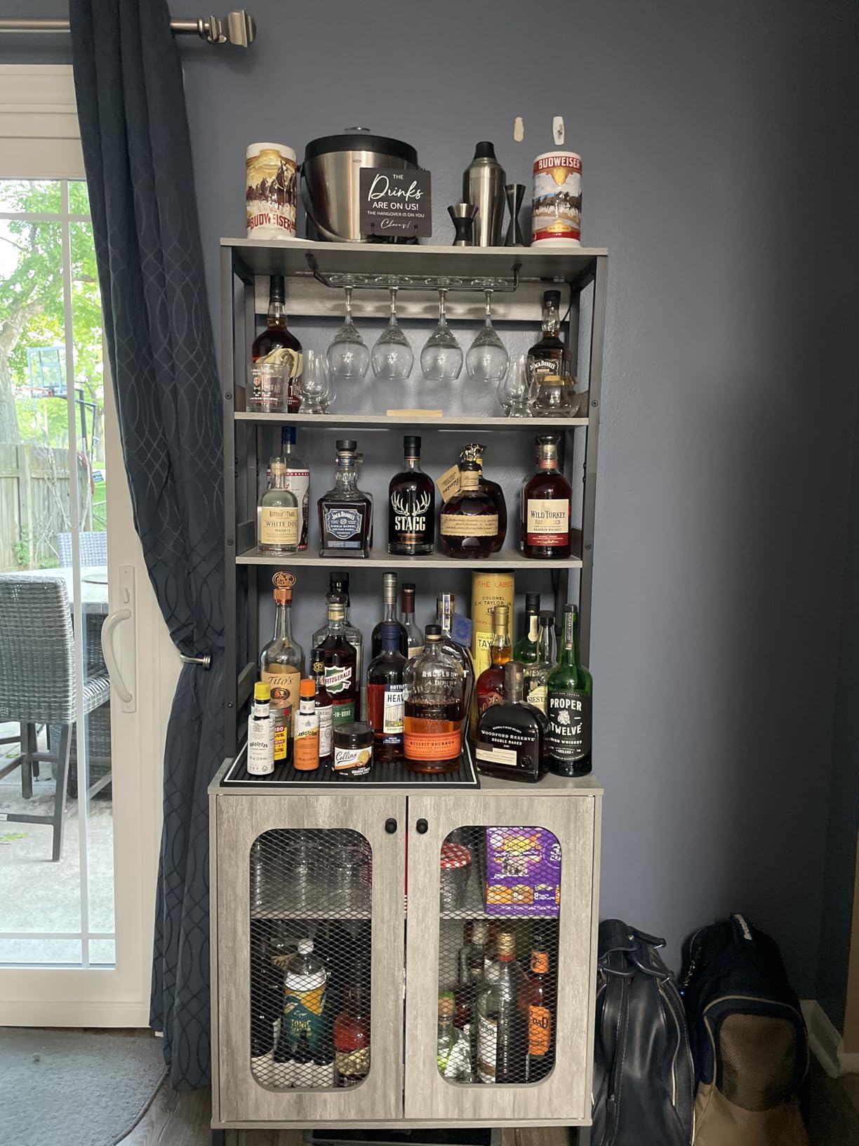Aheaplus Bar Cabinet with Power Outlets, 67