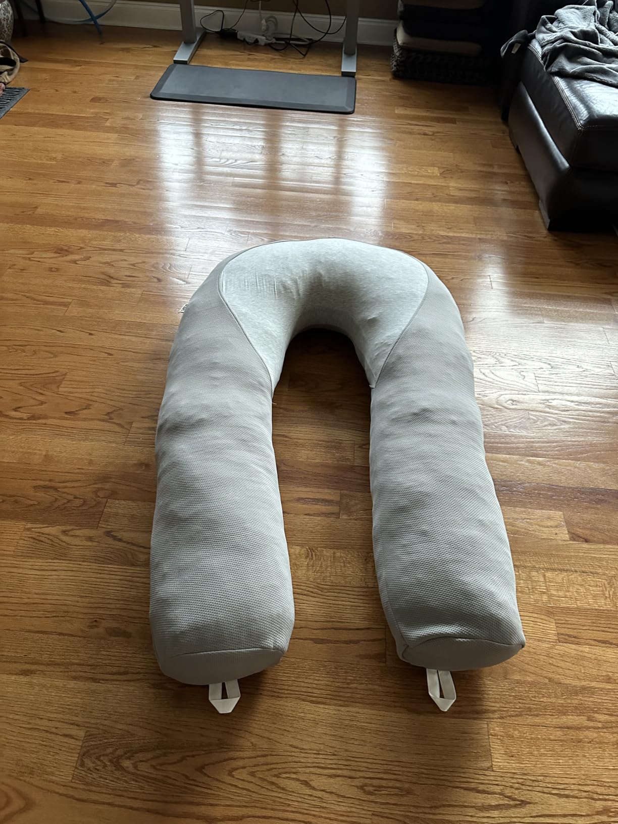 Plufl Hugl Cooling Body Pillow for Adults Made with CloudSupport Fill | U Shaped Maternity Pillows Great for Side Sleepers & Pregnant Women | Washable Cover | Grey customer photo 1