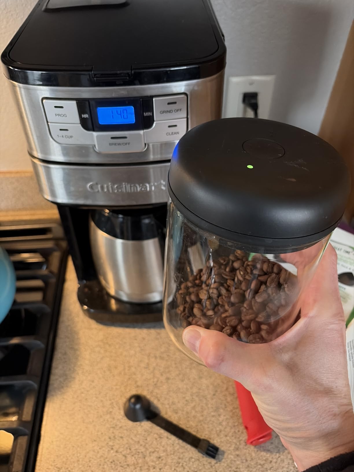 Fellow Atmos Electric Vacuum Canister & Storage Container - Airtight Coffee & Food Storage Containers - Coffee Containers - (Matte Black, 1.2 Liter) customer photo 2