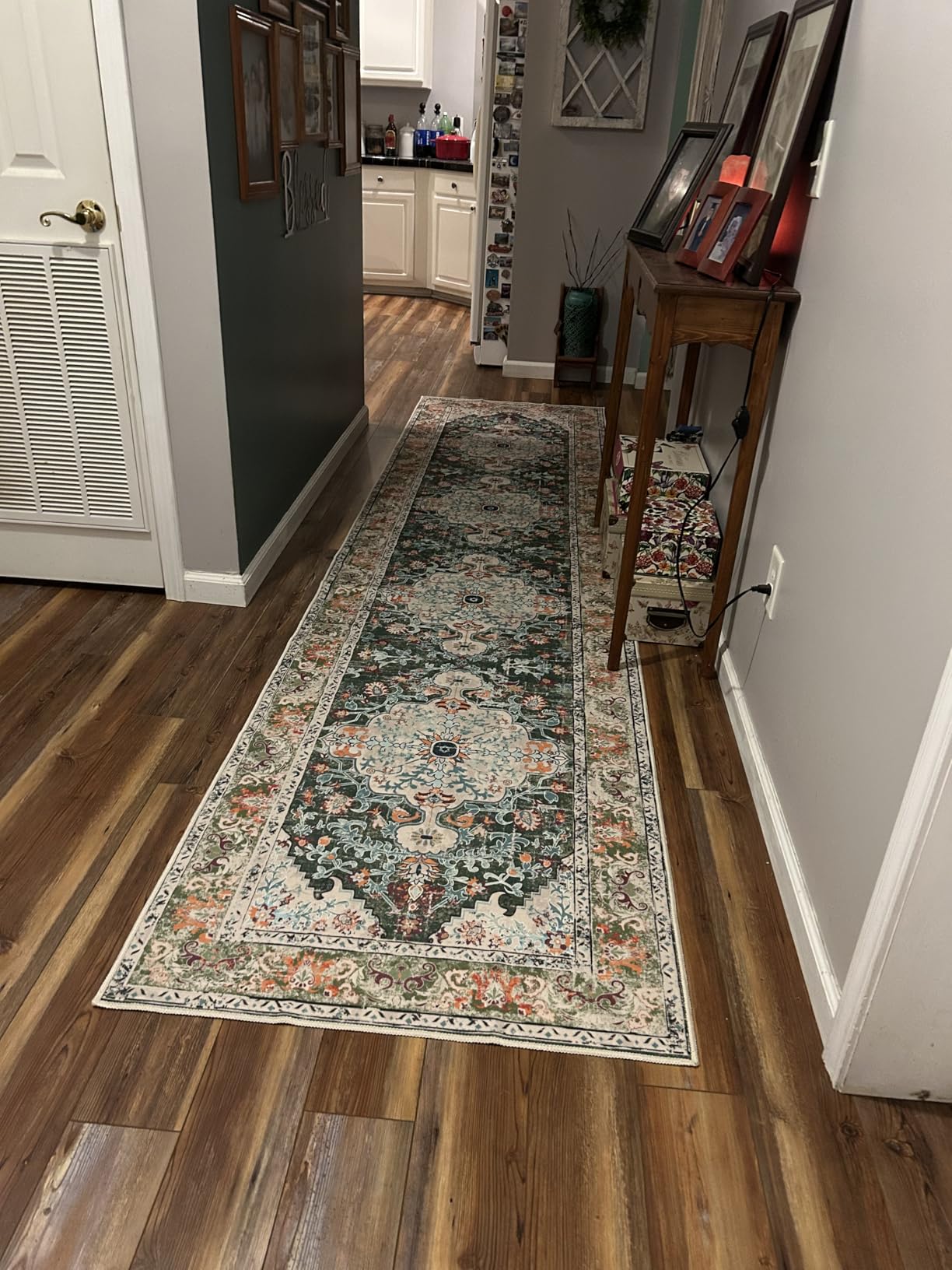 U'Artlines Boho Vintage Area Rug 5x7 Machine Washable Low Pile Ultra-Thin Soft Floor Carpet Non Slip Non Shedding Accent Rug for Living Room Bedroom Entryway Dining Room Office (Rust & Teal) customer photo 2