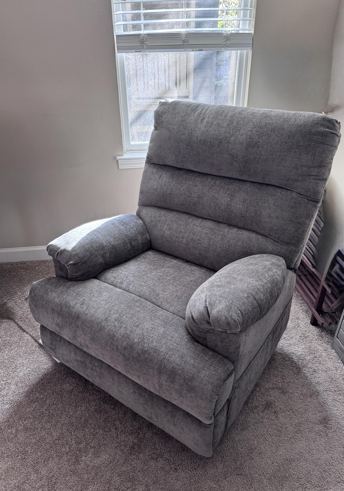 Large Glider Rocker Recliner, Beige Swivel Rocking Recliner Chair, Reclining Sofa Rocking Chair Nursery, 23 Inches Deep Seat & 27 inches High Back, for Living Room, Bedroom customer photo 2