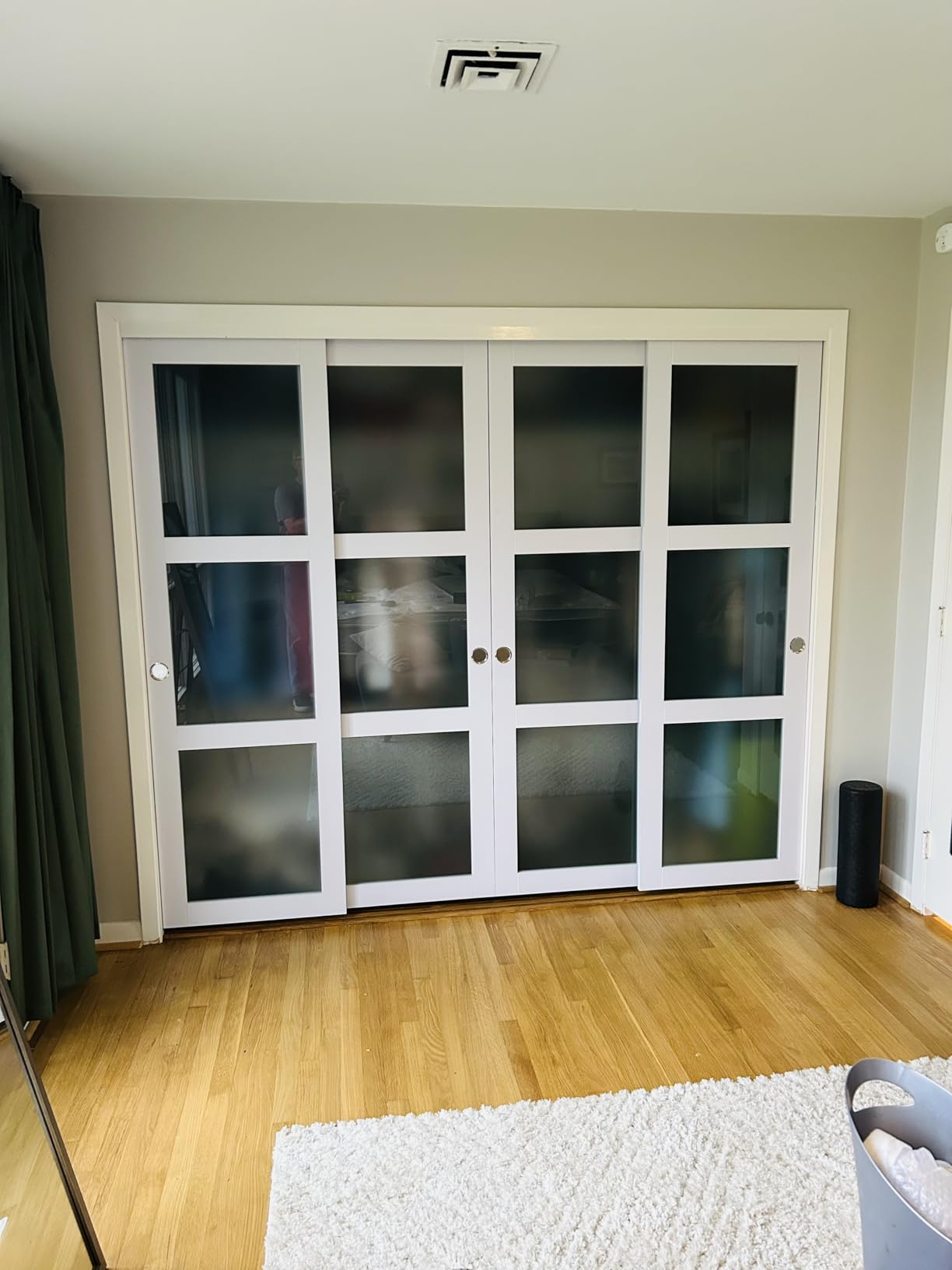 EaseLife 60x80 in (Double 31in) Bypass Sliding Closet Door for Bedroom, 3-Lite Frosted Glass Sliding Door with Hardware Track Kit & Floor Guide, Preassembled Door Panel, MDF White Pocket Doors customer photo 2