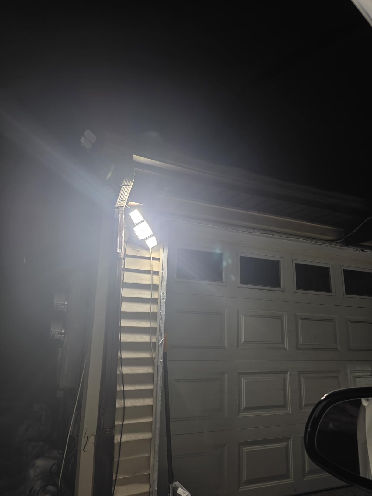 LUTEC 80W Dusk to Dawn Flood Lights Outdoor, 9000LM Super Bright LED Security Light with Photocell, IP65 Waterproof, 5000K Daylight, Hardwired 4 Heads Floodlight for Garage, Yard (Black) customer photo 1