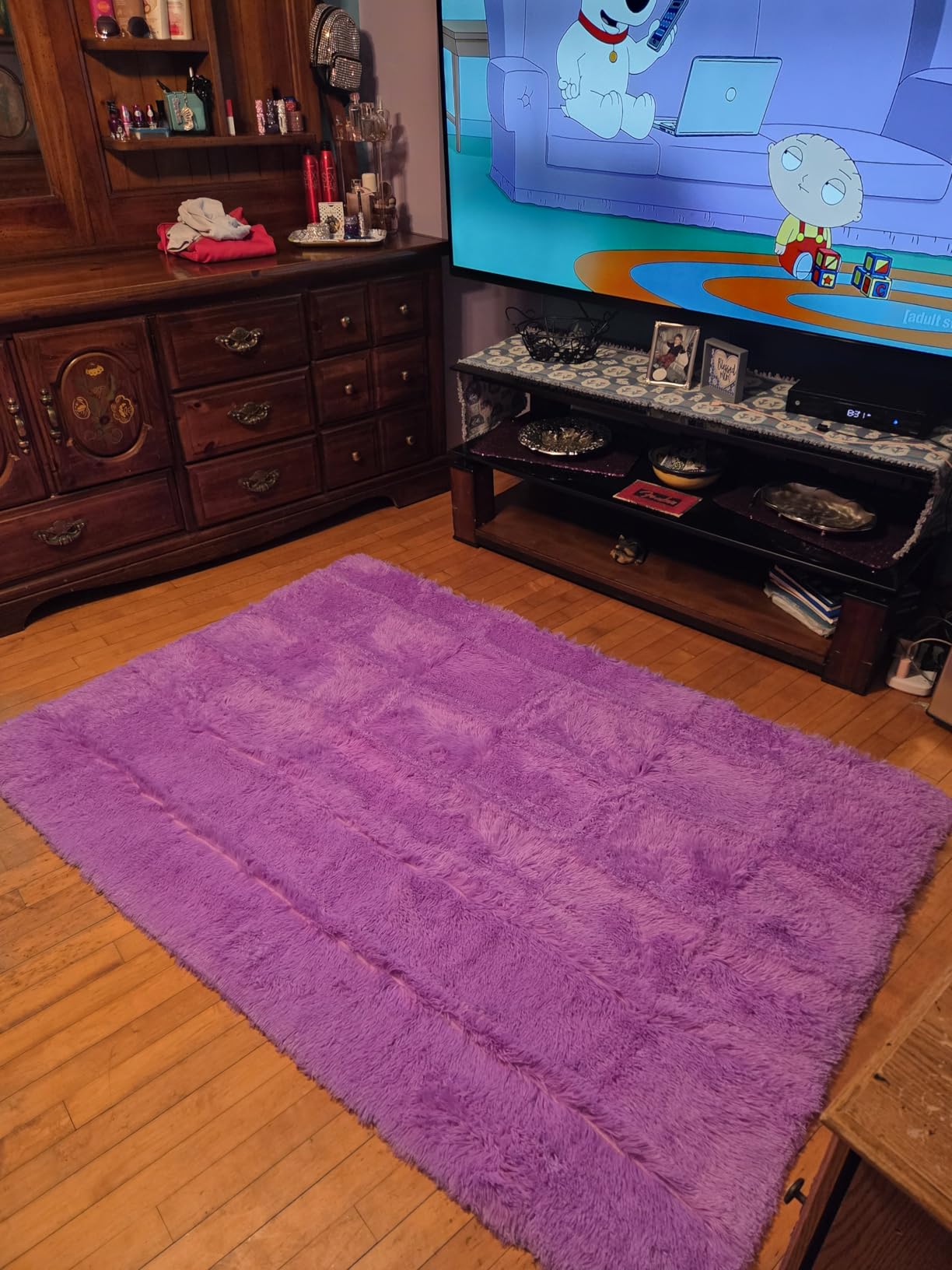 OLANLY Area Rugs for Living Room Bedroom, Machine Washable 4x5.9 ft Soft Fluffy Shaggy Bedside Rug, Indoor Floor Carpet for Kids Girls and Boys, Dorms, Nursery Rooms, Home Decor Aesthetic, Grey customer photo 2