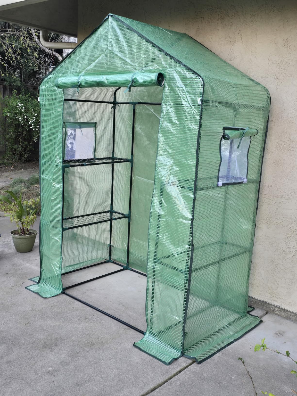 Greengro Greenhouse, 28 x 57 x 76'' Greenhouses for Outdoors, Small Plant Green House with Screen Windows, 3 Tiers 4 Shelves, Durable PE Cover customer photo 1