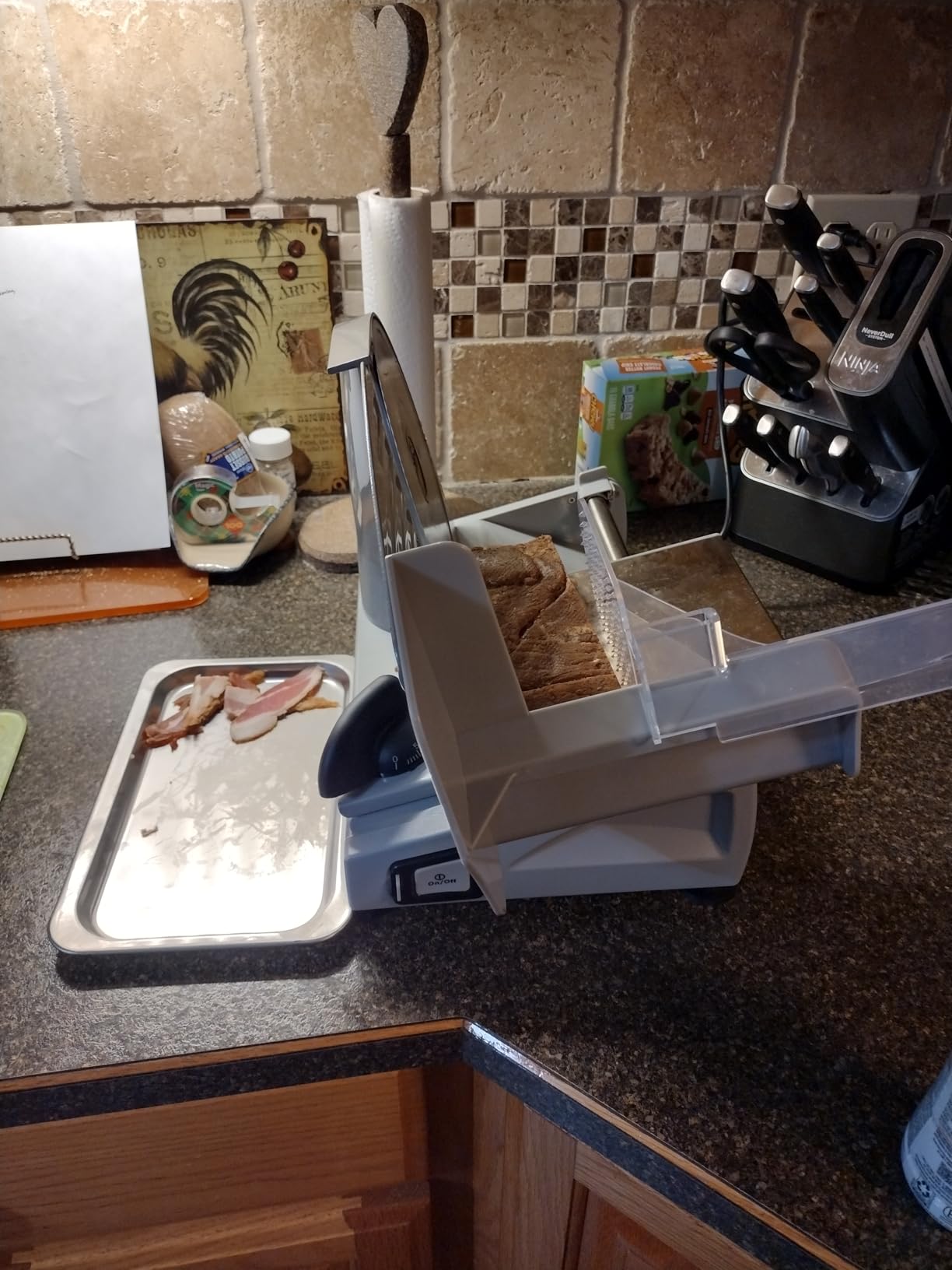 Meat Slicer, 200W Meat Slicer Machine for Home with 2 Removable 7.5'' Stainless Steel Blades, Adjustable Dial for 0-15mm, Electric Food Slicer for Meat, Cheese, Bread customer photo 2