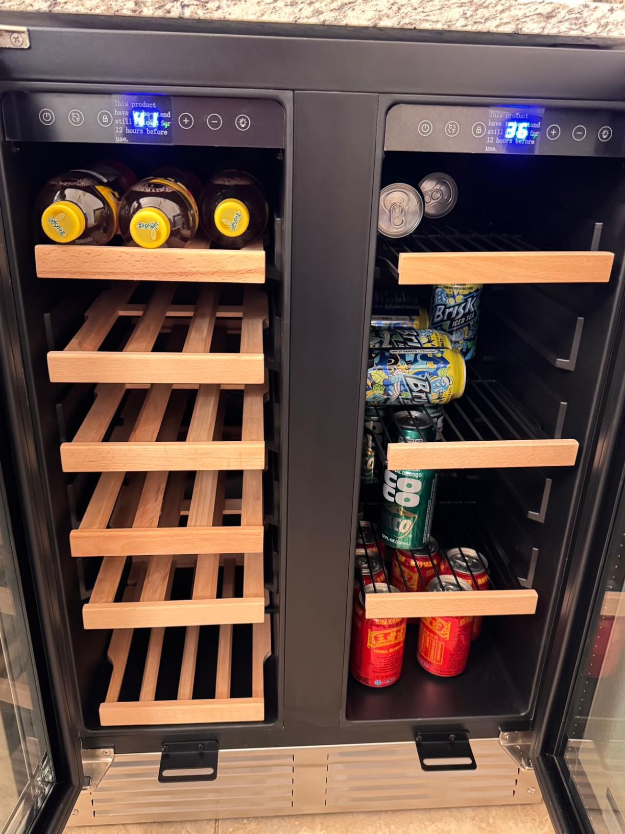 BODEGA 24 Inch Wine and Beverage Refrigerator, Dual Zone Wine and Bar Beverage Cooler, Commercial Black Bar Cooler With 2 Glass Doors, Bar Fridge Hold 19 Bottles and 57 Cans, Built-In or Freestanding customer photo 2