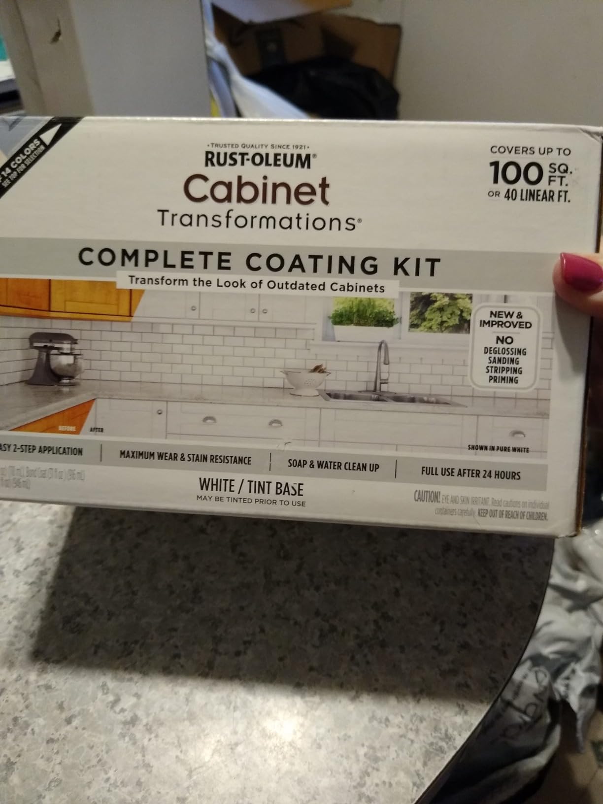 Rust-Oleum Cabinet Transformations Complete Coating Kit, Quart, Satin Pure White customer photo 1