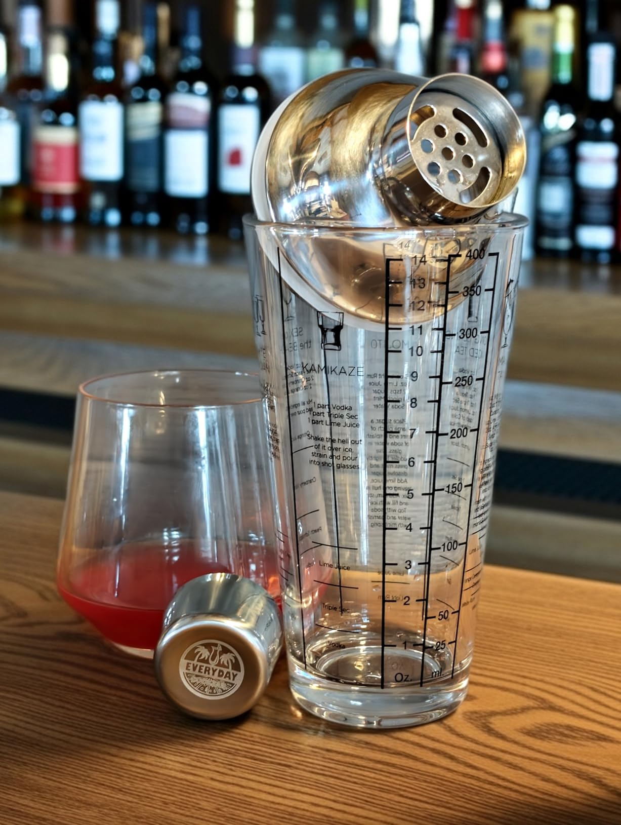 EVERYDAY COCKTAIL - Professional Glass Cocktail Shaker 14 oz, Martini Shaker with Recipes and Measurements, Built-in Strainer and Leakproof Seal, Clear Bar Tool for Margaritas, Martinis customer photo 1