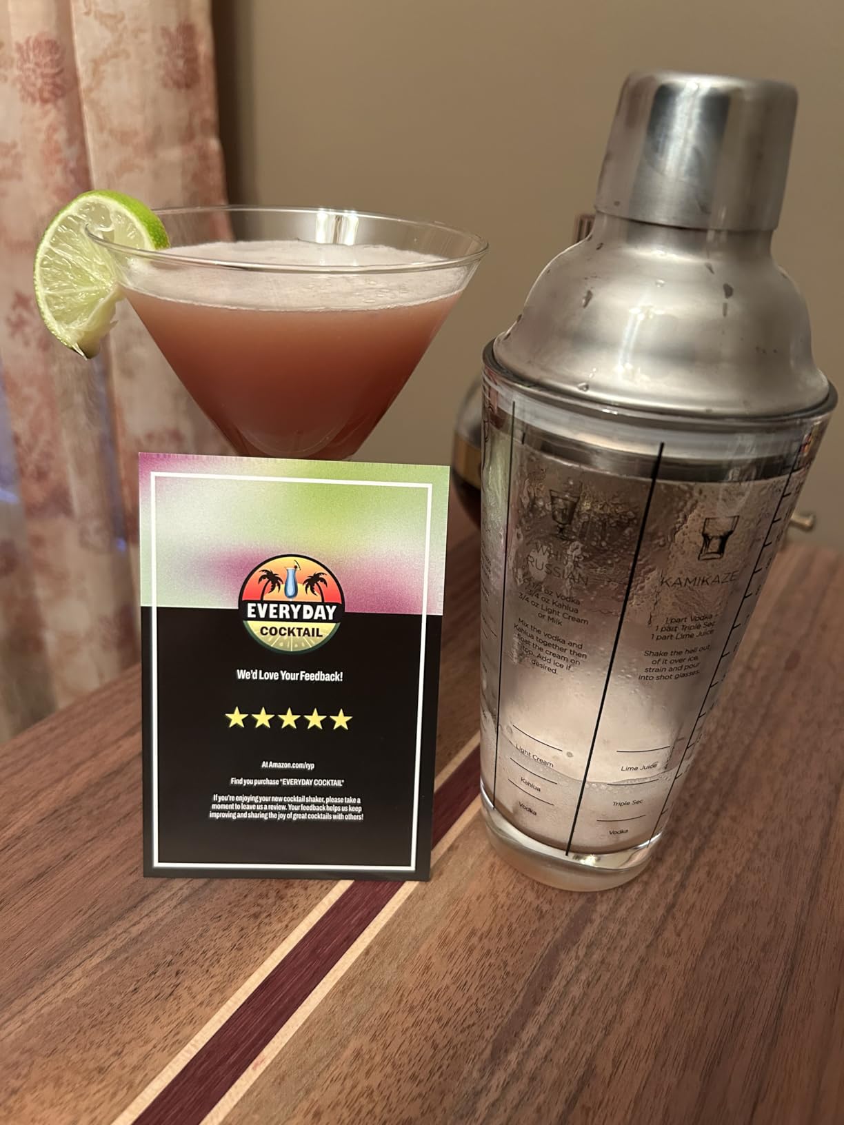 EVERYDAY COCKTAIL - Professional Glass Cocktail Shaker 14 oz, Martini Shaker with Recipes and Measurements, Built-in Strainer and Leakproof Seal, Clear Bar Tool for Margaritas, Martinis customer photo 2