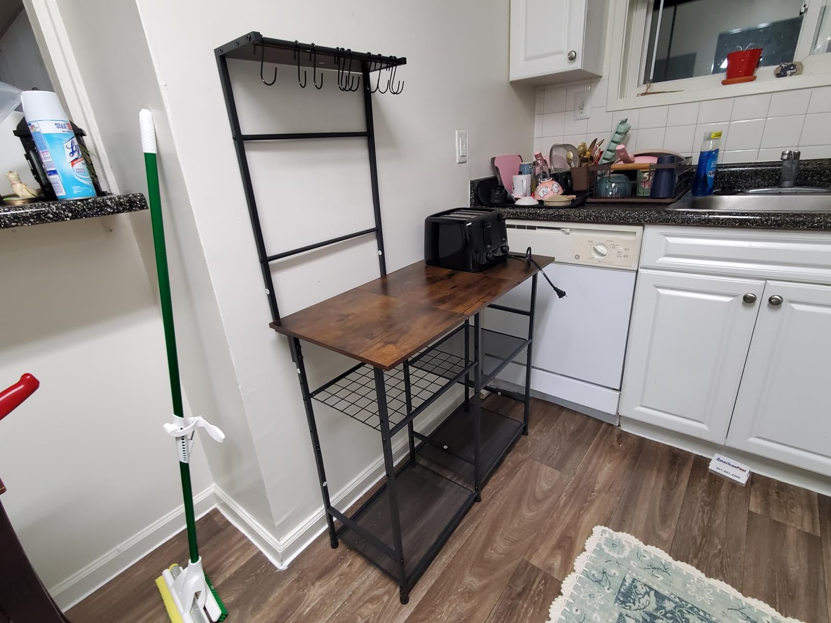 3IngSeagulls Baker's Rack for Kitchen with Storage, Microwave Stand with Adjustable Shelves and 10 S Hooks, 6-Tier Coffee Bar Station, Kitchen Shelves for Spices, Pots, Rustic Brown customer photo 2