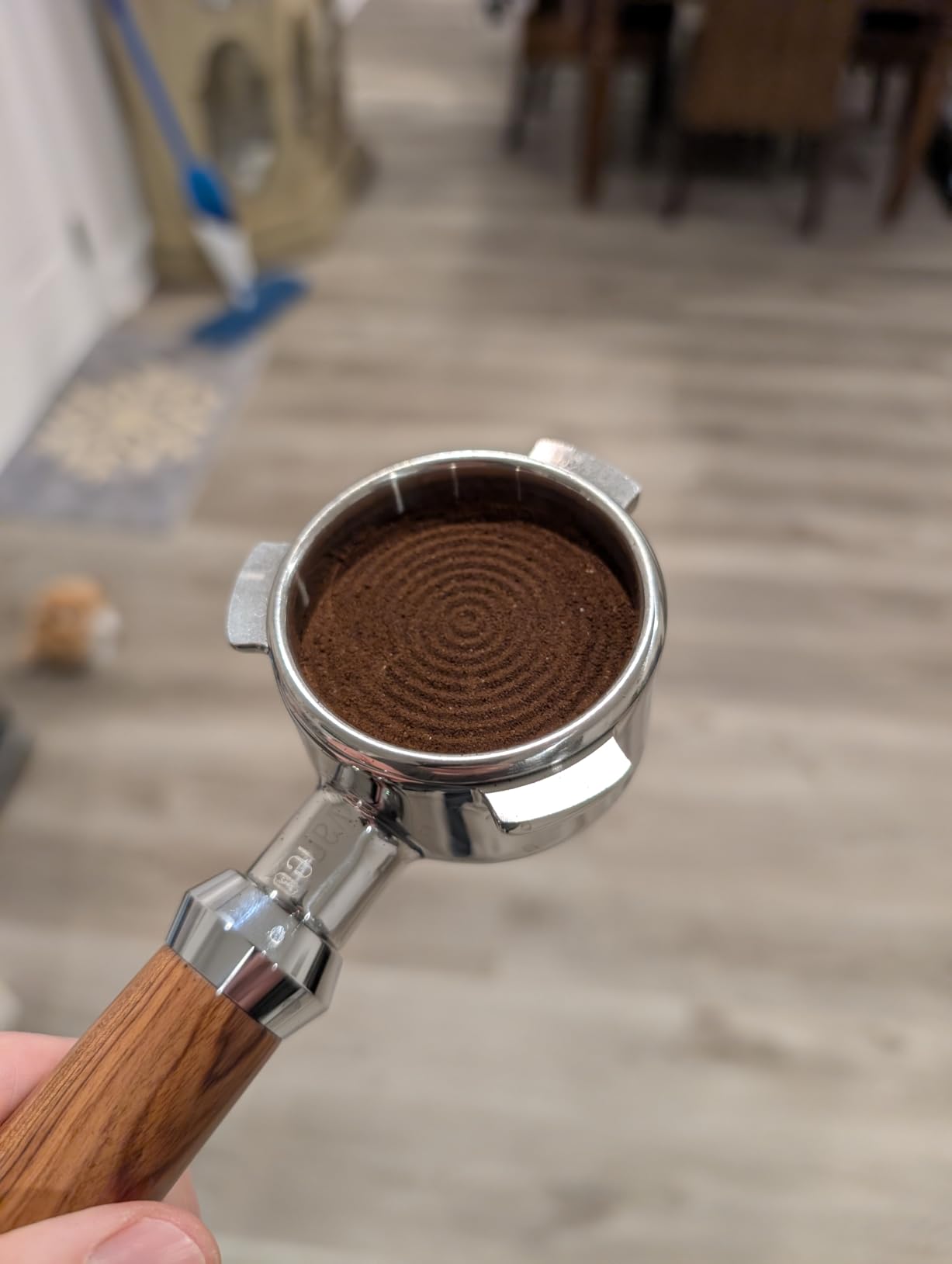 Normcore 58.5mm Espresso Coffee Tamper V4, Spring Loaded Tamper With Titanium PVD Coating Ripple Base, 15lb / 25lb / 30lbs Replacement Springs, Colorful Wood Handle customer photo 1