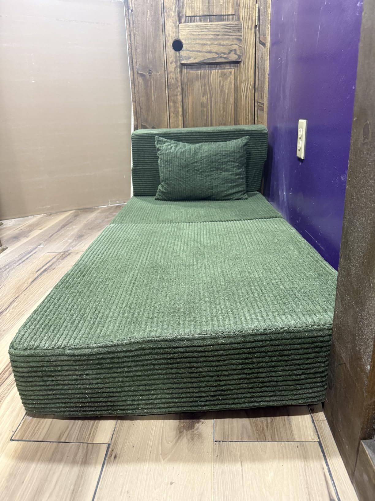 Folding Sofa Bed, 4 in 1 Convertible Sleeper Chair with Pillow, Single Memory Foam Fold Out Chair Bed, Modern Floor Futon Sofa Couch Mattress for Living Room/Guest/Apartment, Dark Grey customer photo 2