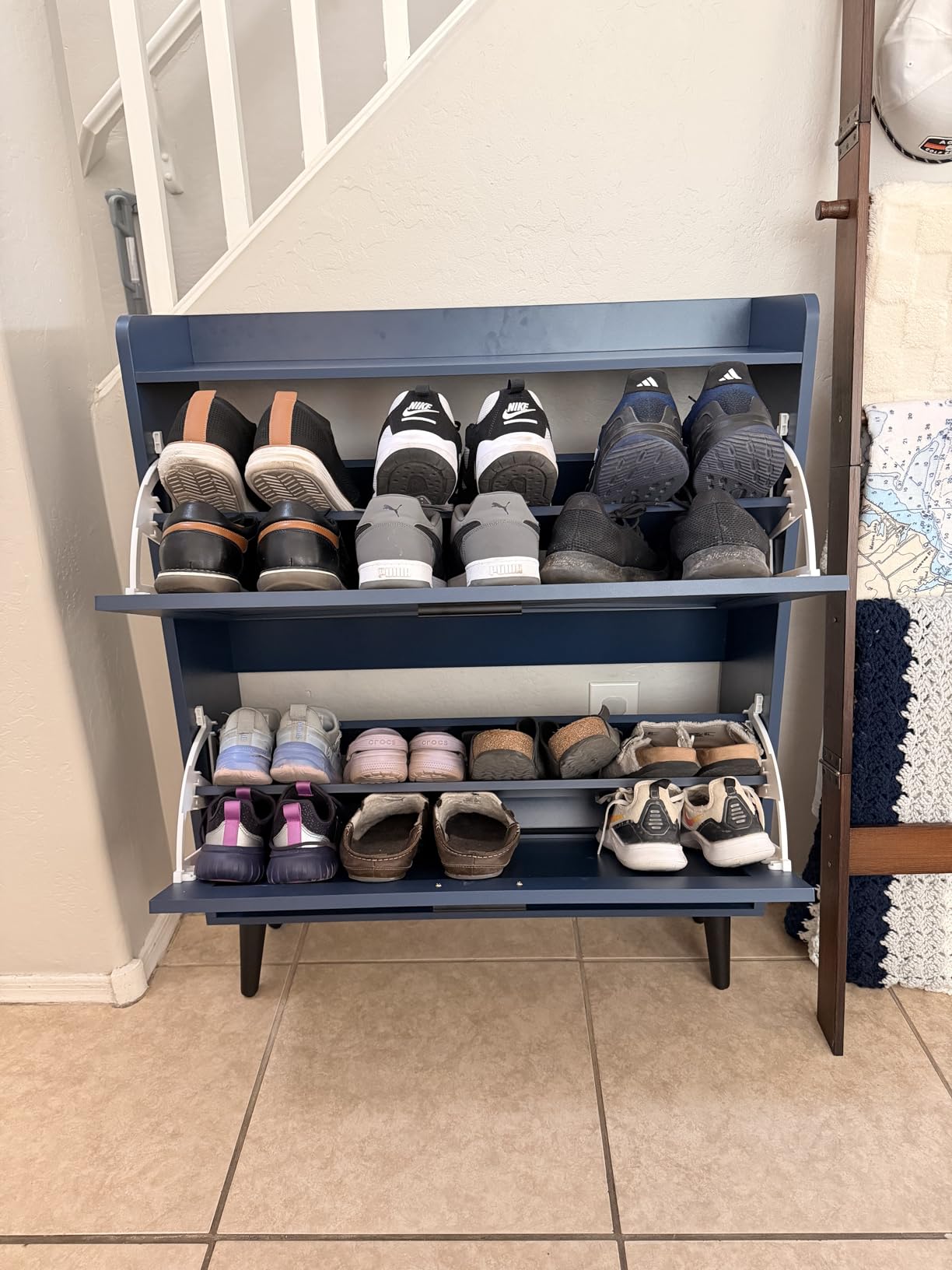 Homleke Farmhouse Shoe Storage Cabinet with Flip Drawers & Barn Door Design | Slim Narrow Shoe Rack Cabinet with Adjustable Shelves & Hidden Storage for Entryway, Foyer, Hallway, Living Room, Black customer photo 1
