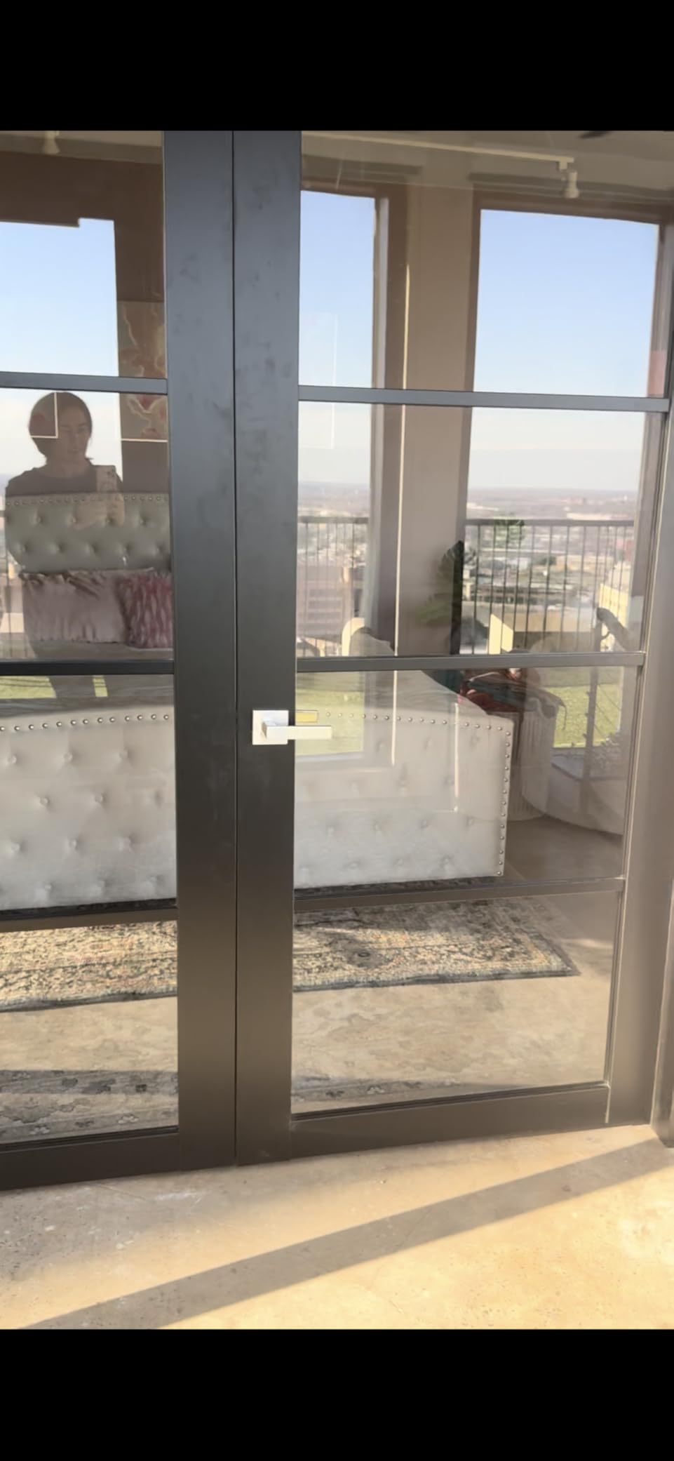 SARTODOORS Lucia 2466 Double Swing Interior French Doors, Clear Glass, Solid Wood, Frame and Hardware Included, 56 x 80, Black Matte, Modern customer photo 1