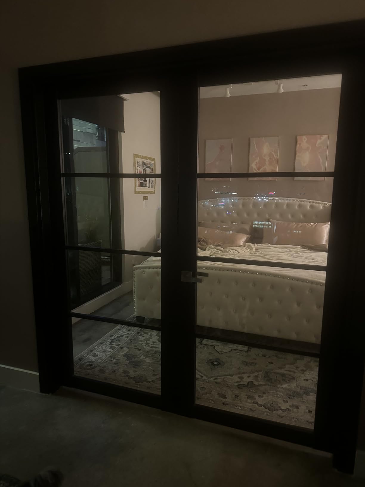 SARTODOORS Lucia 2466 Double Swing Interior French Doors, Clear Glass, Solid Wood, Frame and Hardware Included, 56 x 80, Black Matte, Modern customer photo 2