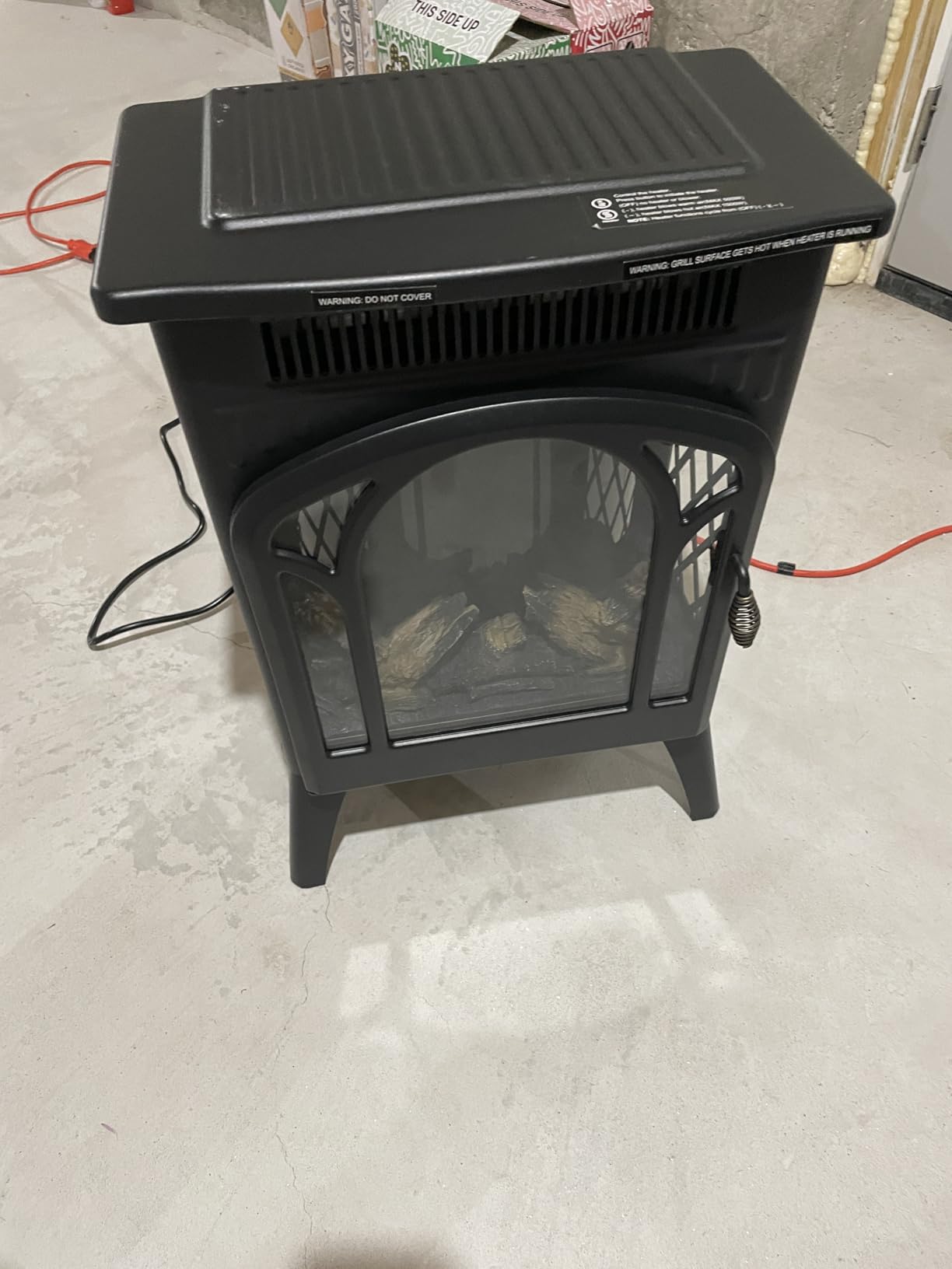 Electric Fireplace Stove, Fast Heating, 1500W Infrared Fireplace Heater with 8H Timer, Remote Control, Freestanding Stove with Adjustable 3D Flame Overheat Protection, Indoor Fireplace customer photo 1