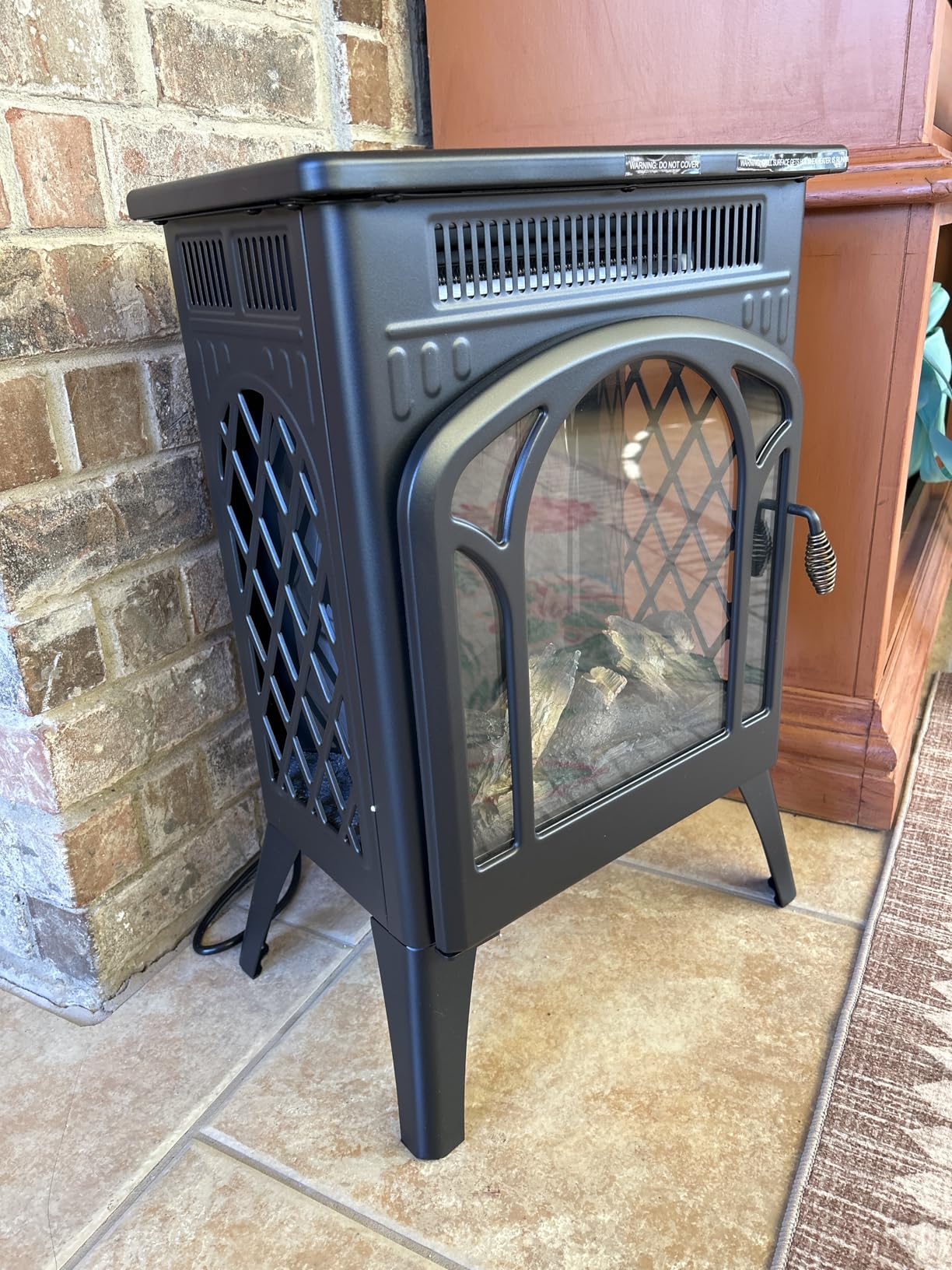 Electric Fireplace Stove, Fast Heating, 1500W Infrared Fireplace Heater with 8H Timer, Remote Control, Freestanding Stove with Adjustable 3D Flame Overheat Protection, Indoor Fireplace customer photo 2