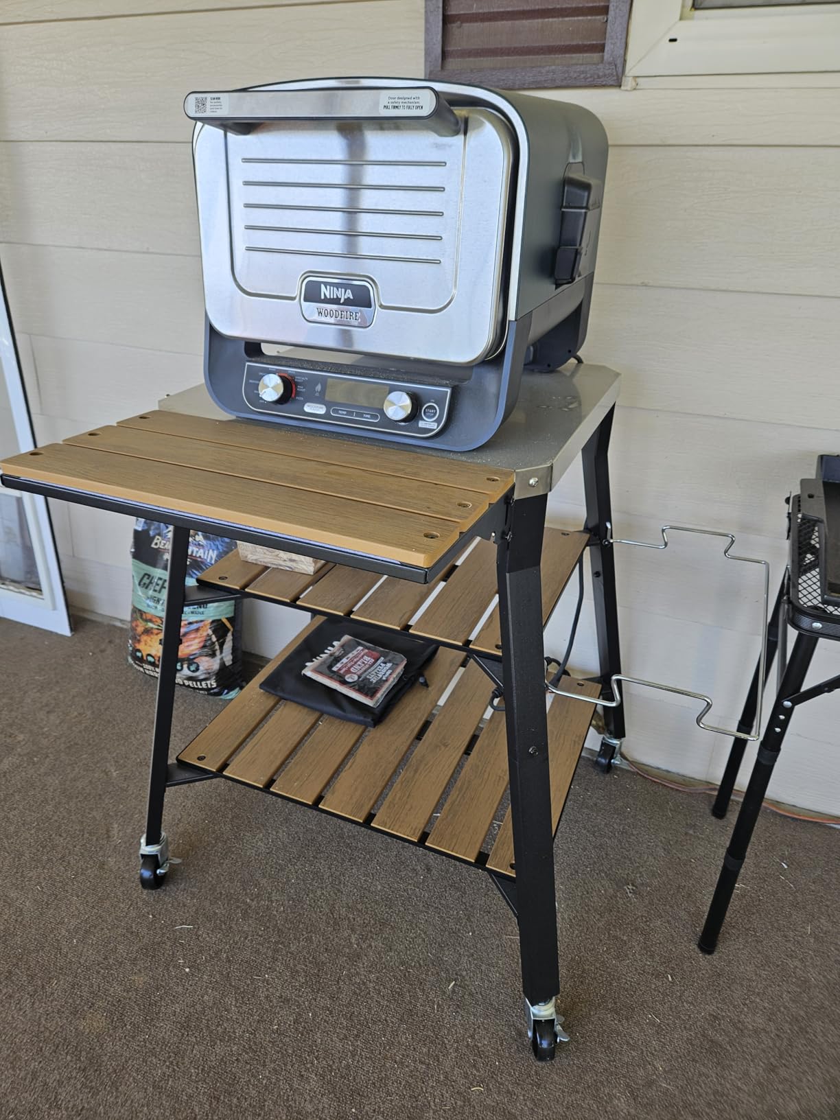 Pizza Oven Stand & Shelf for Solo Stove Pi Pizza Oven, Outrdoor XSKUNStand for Ninja Woodfire, Kitchen Table for Cooking with Stainless Steel Top, WPC Storage Shelves, Lockable 360° Swivel Wheels customer photo 1